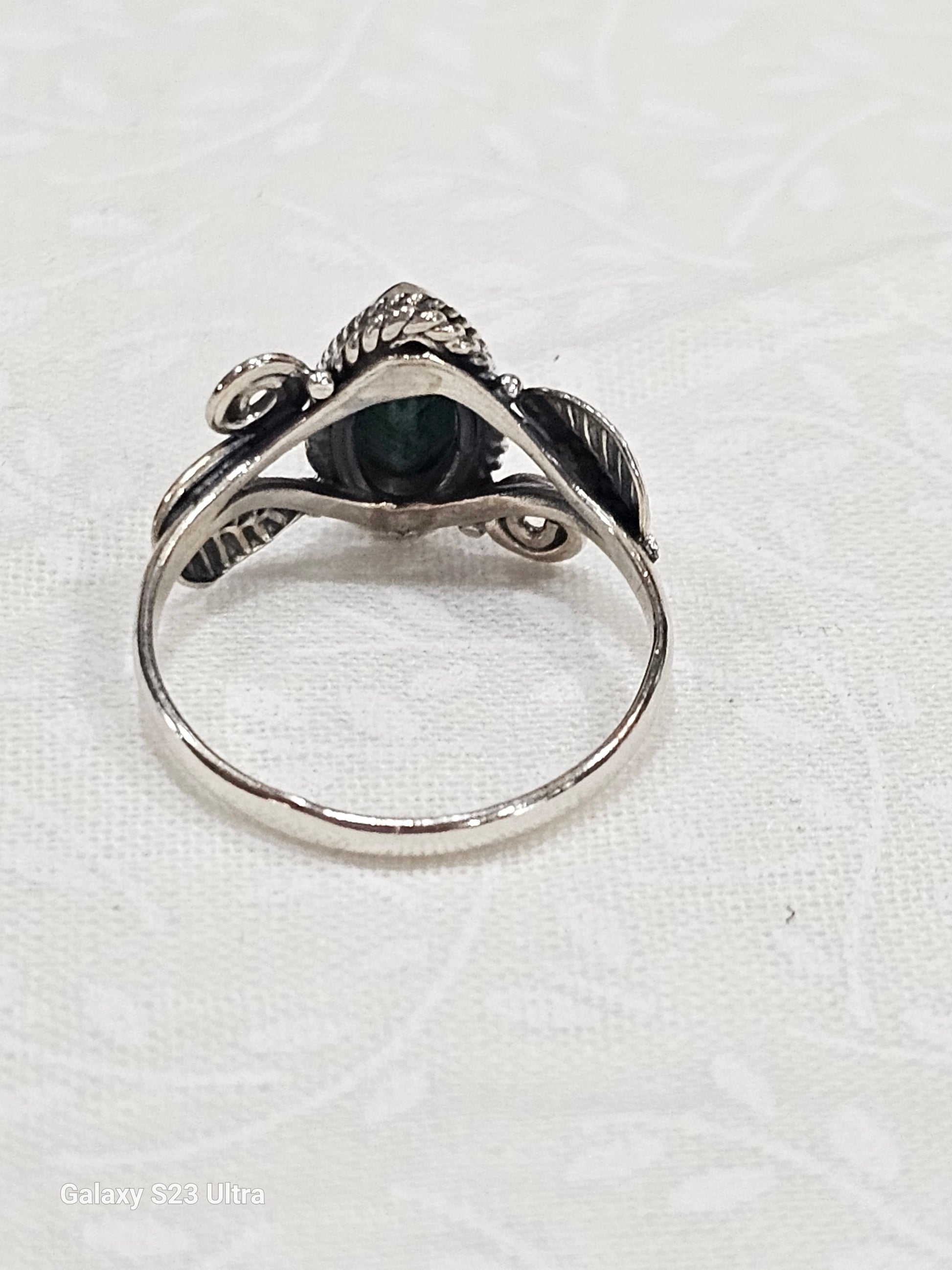 Natural Emerald Sterling Silver Ring Size 7 - Prosperity Stone