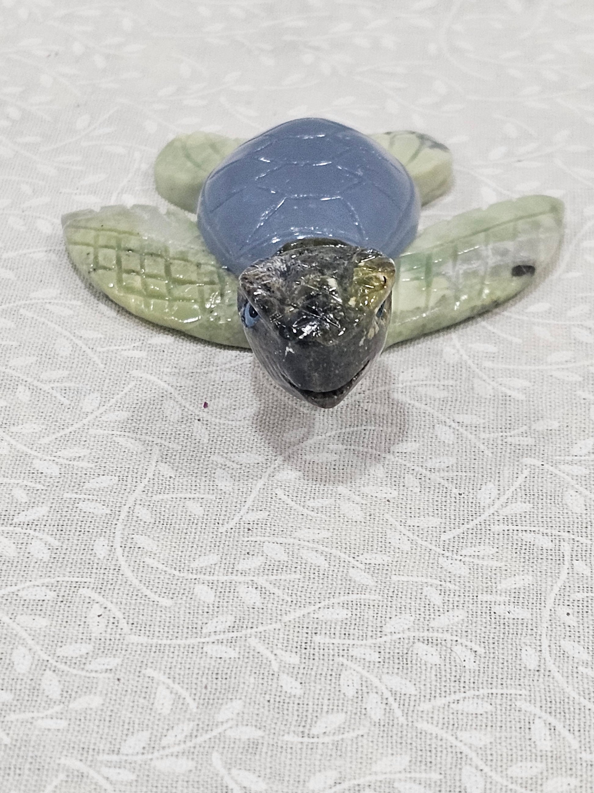 Serpentine & Angelite Crystal Turtle 3 Inch