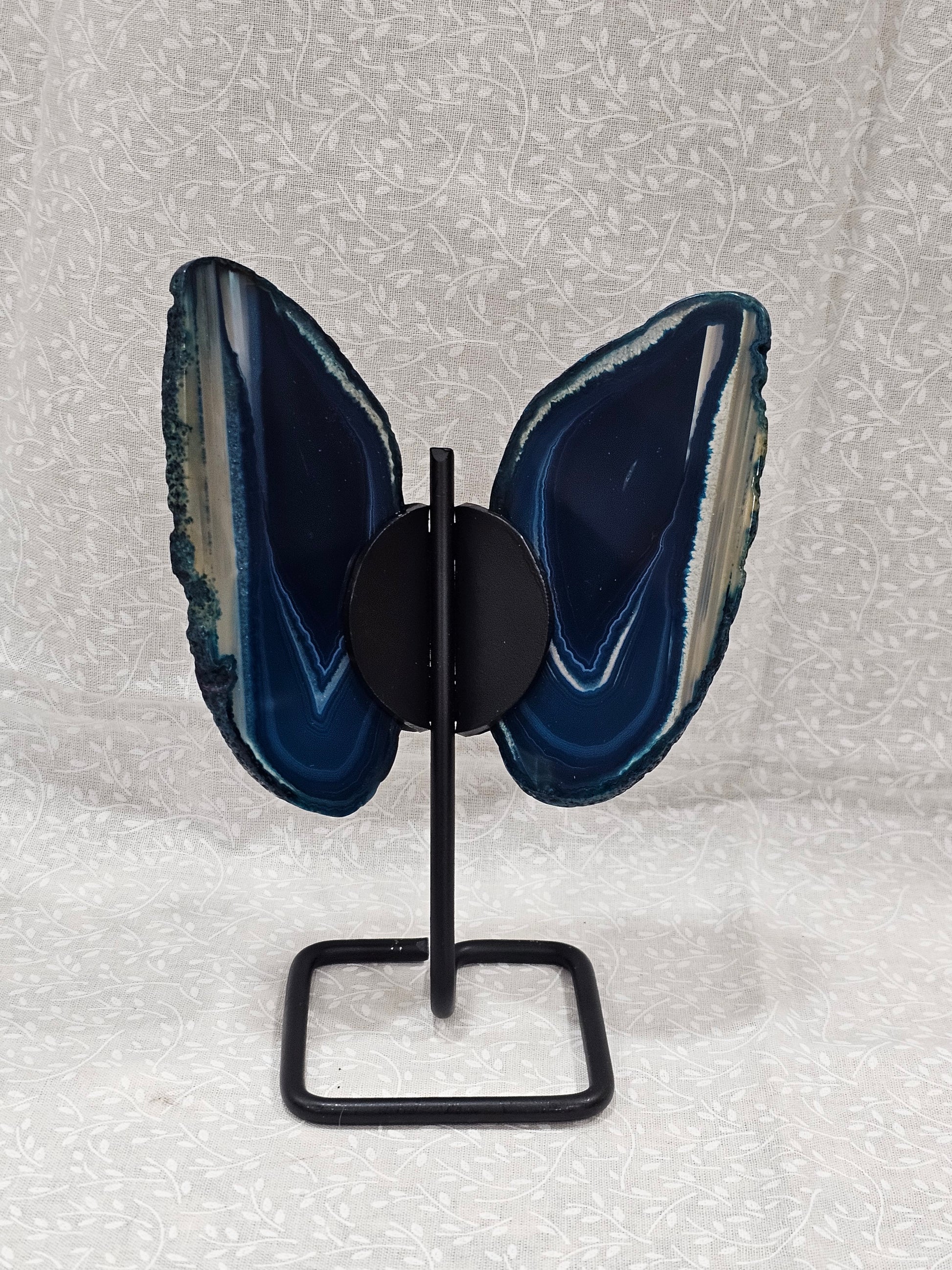 Blue Agate Crystal Butterfly 6 Inch