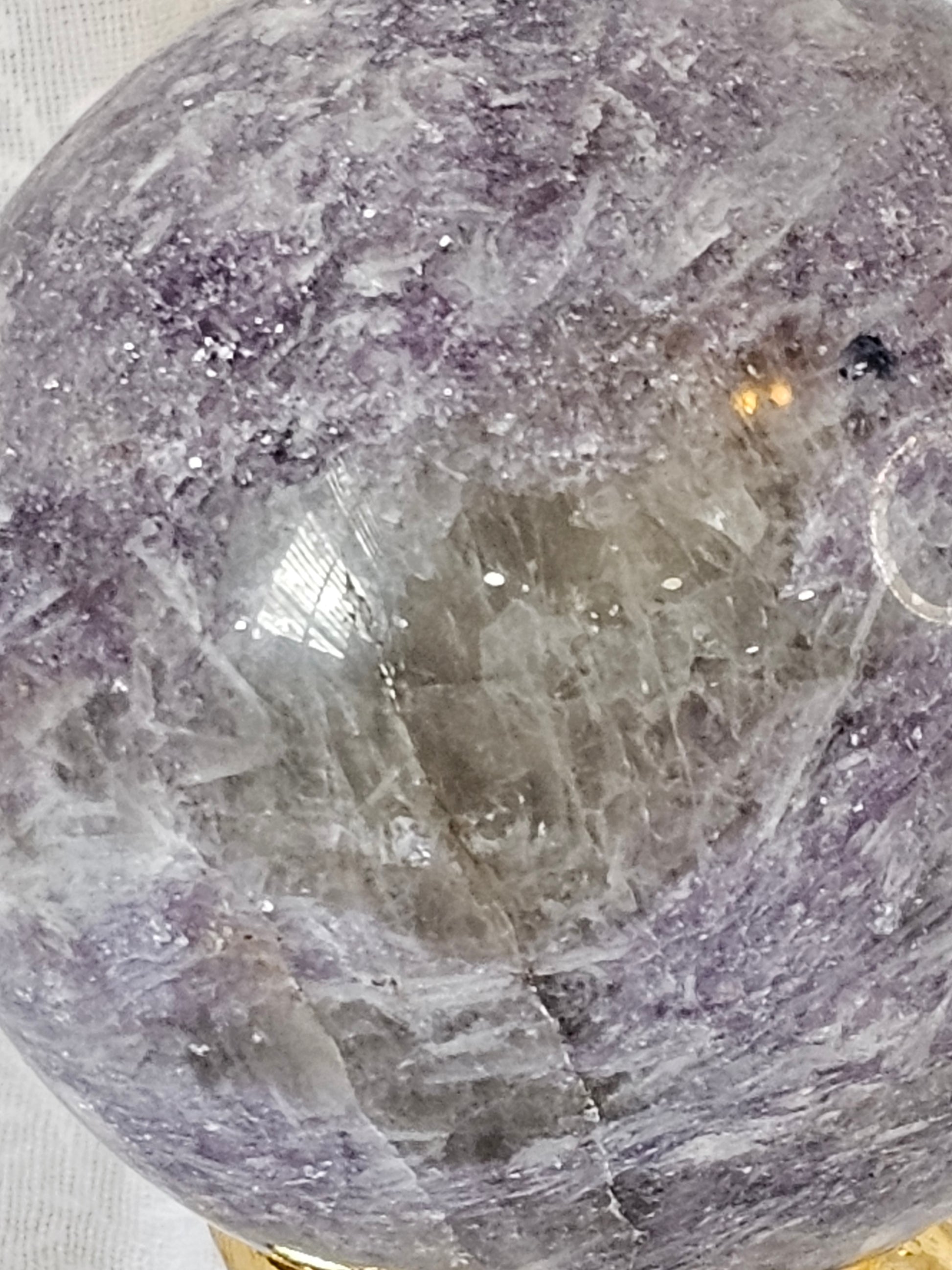 Lepidolite with Quartz Crystal Sphere