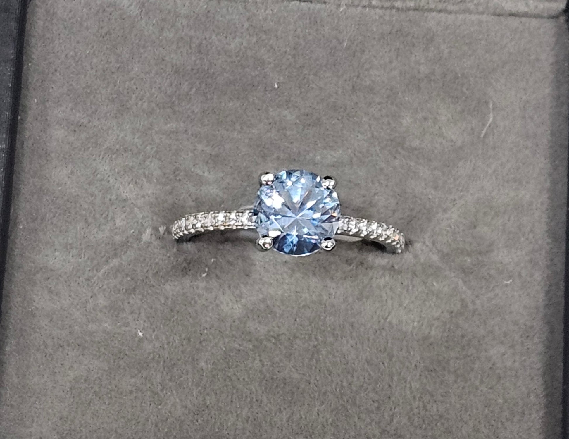 Sterling Silver Blue Topaz Gemstone Ring - Size 6.5