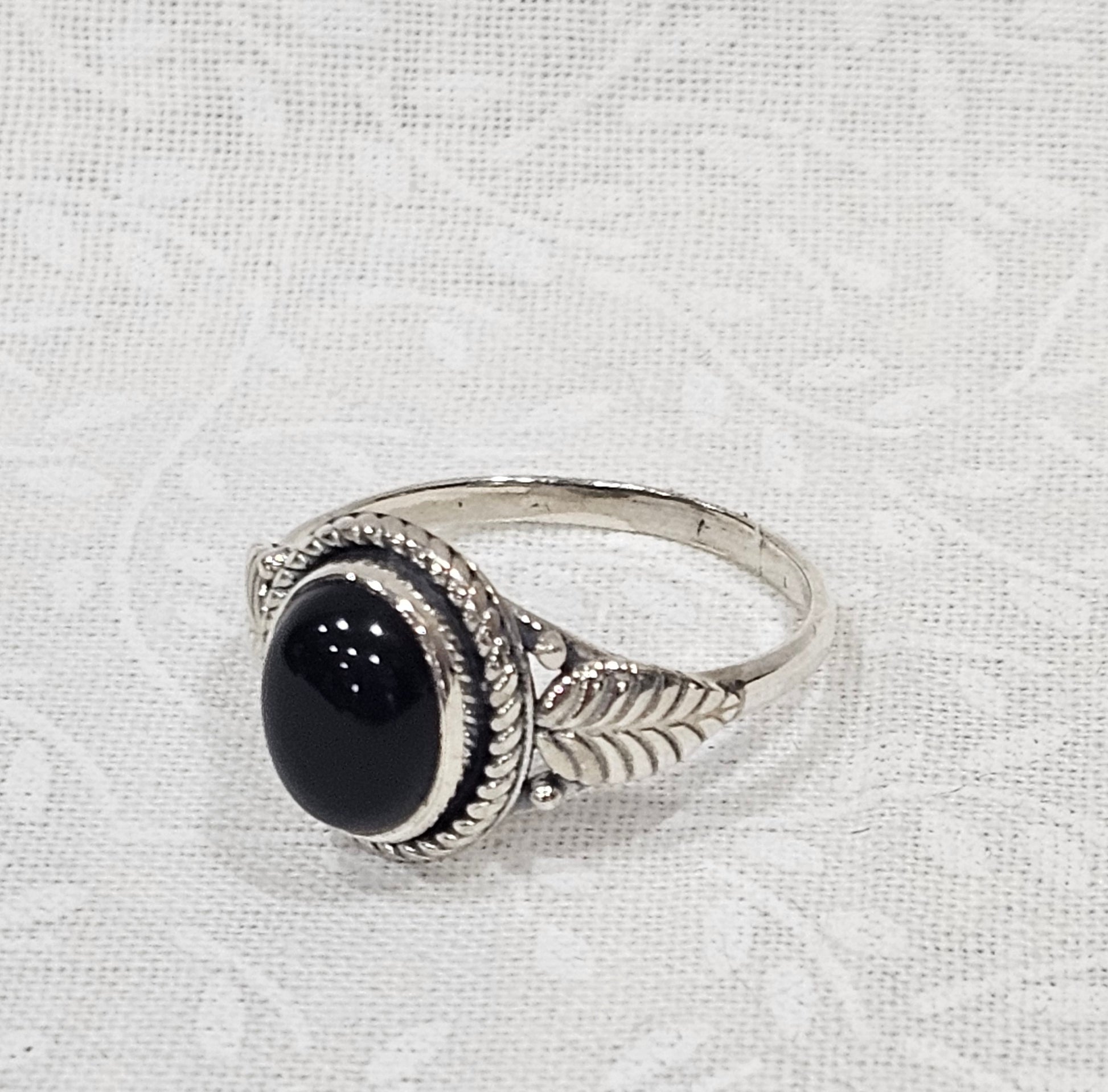 Sterling Silver Black Onyx Gemstone Ring 7.5