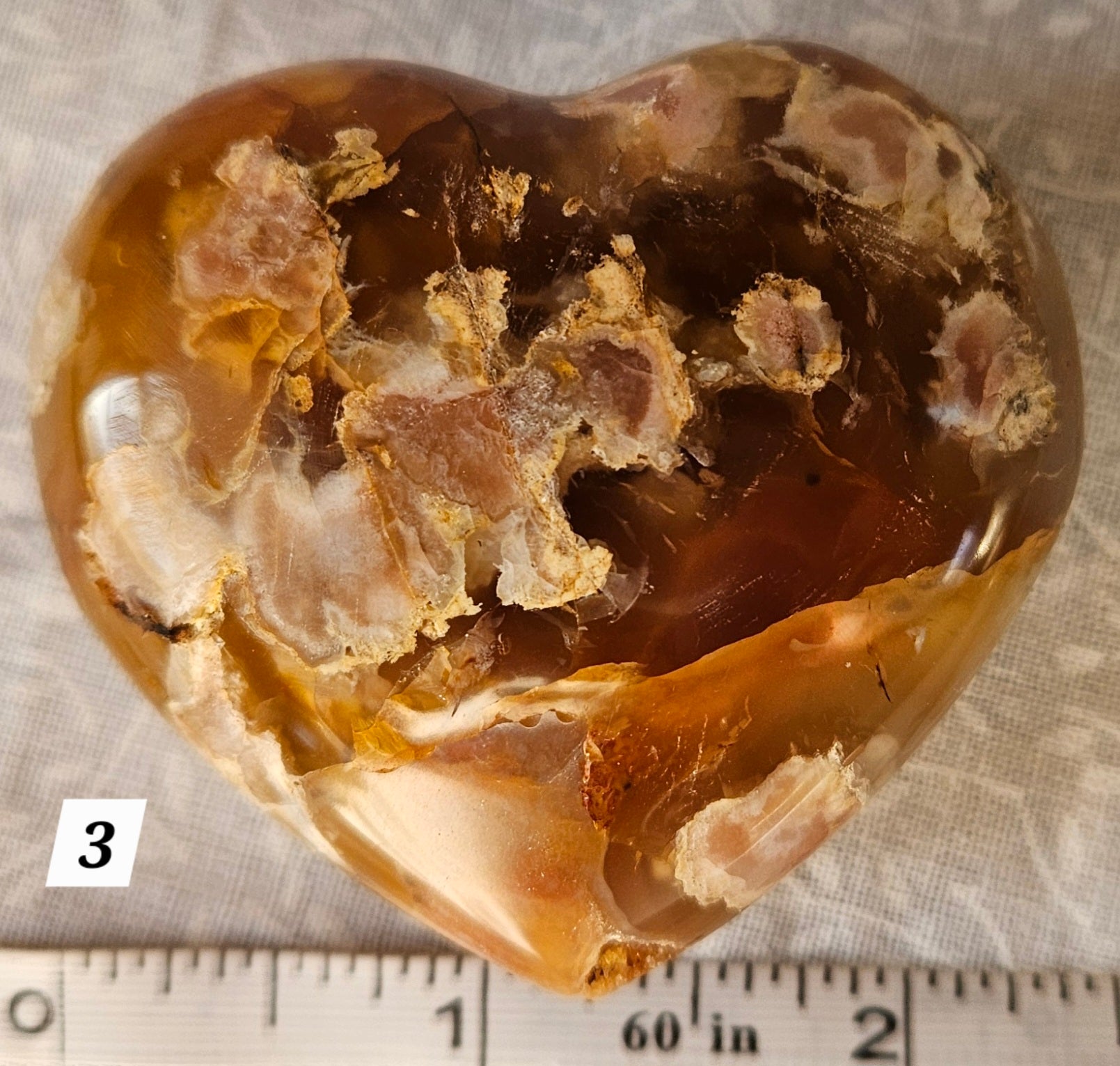 Flower Agate Crystal Heart 2.2 Inch with Druzy