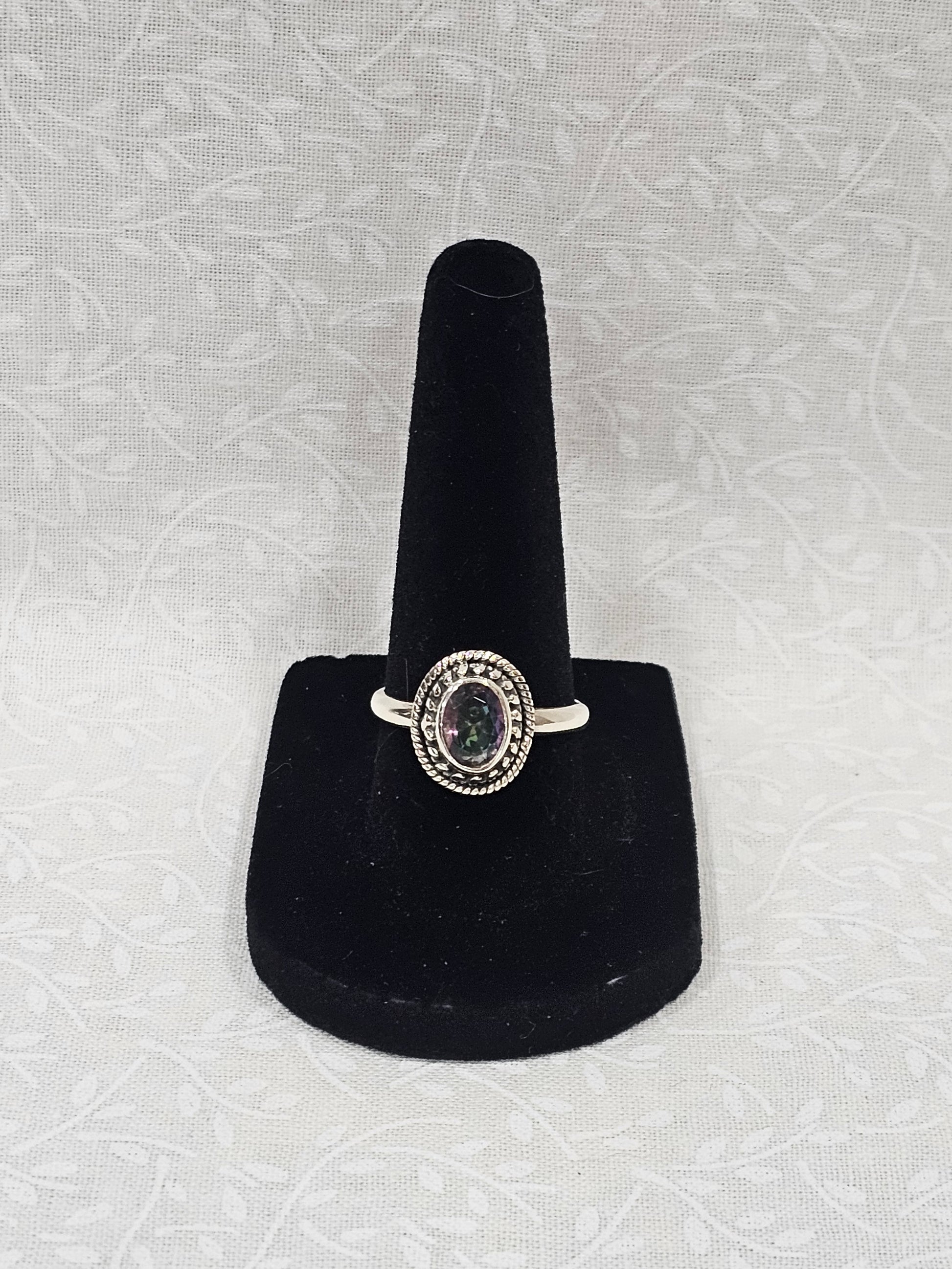 Mystic Topaz Sterling Silver Ring Size 7.5 - Rainbow Energy Stone