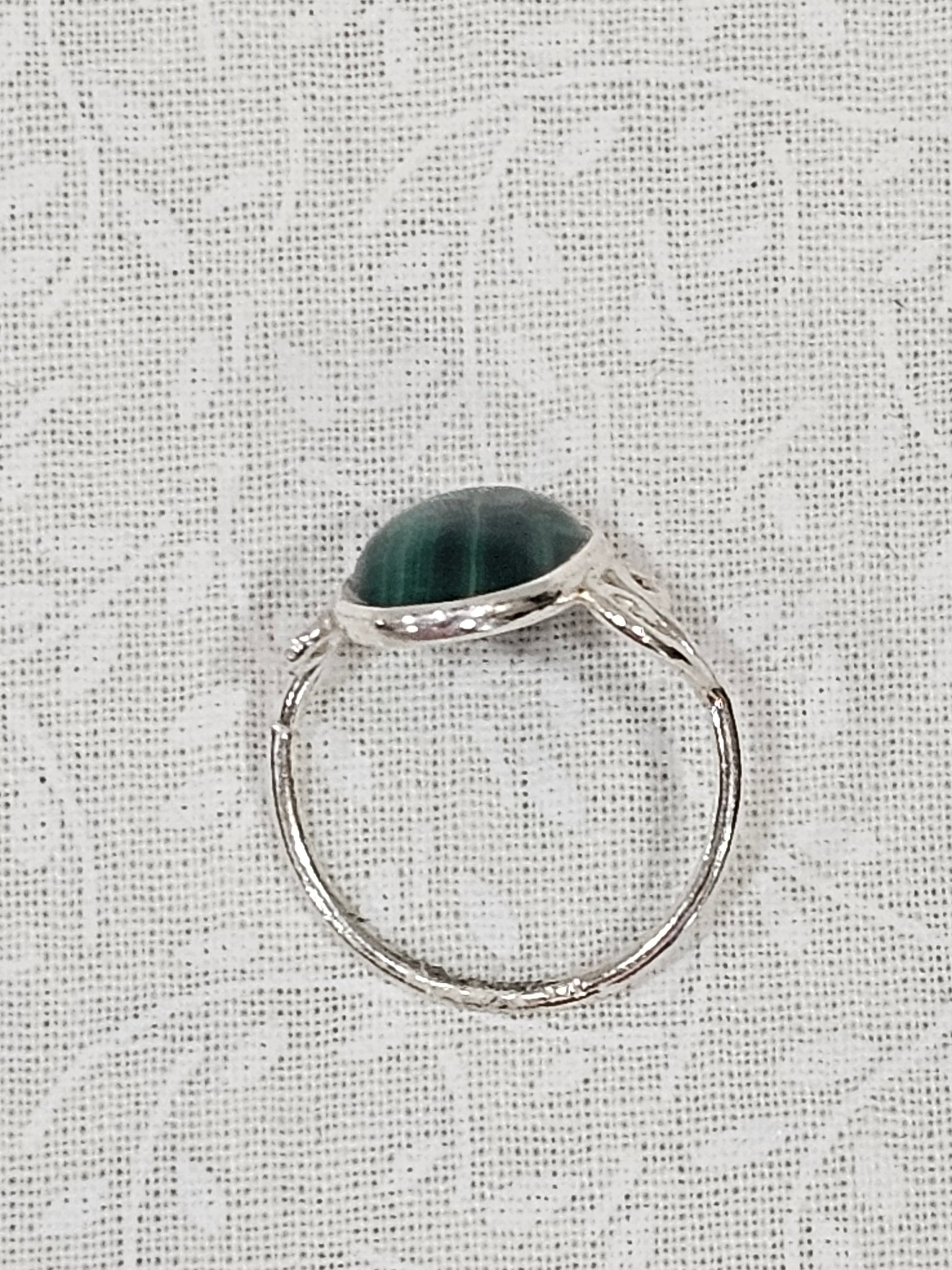 Sterling Silver Malachite Ring - Size 7