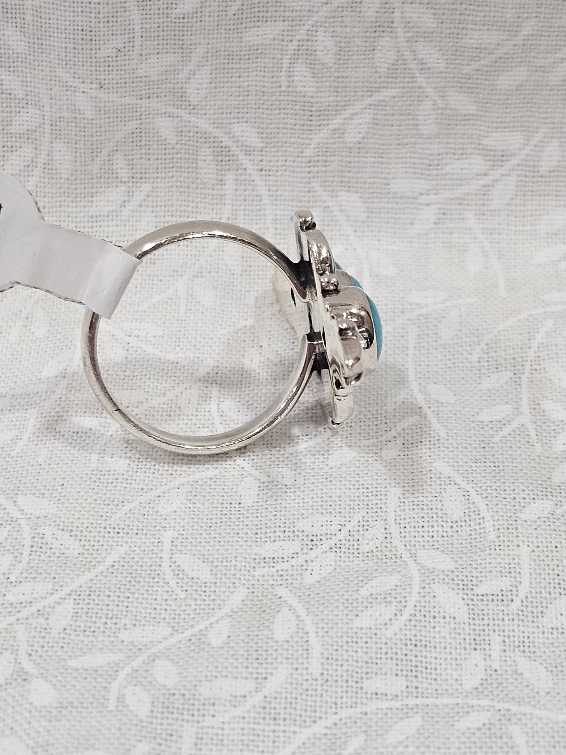 Sterling Silver Triple Turquoise Gemstone Ring 8