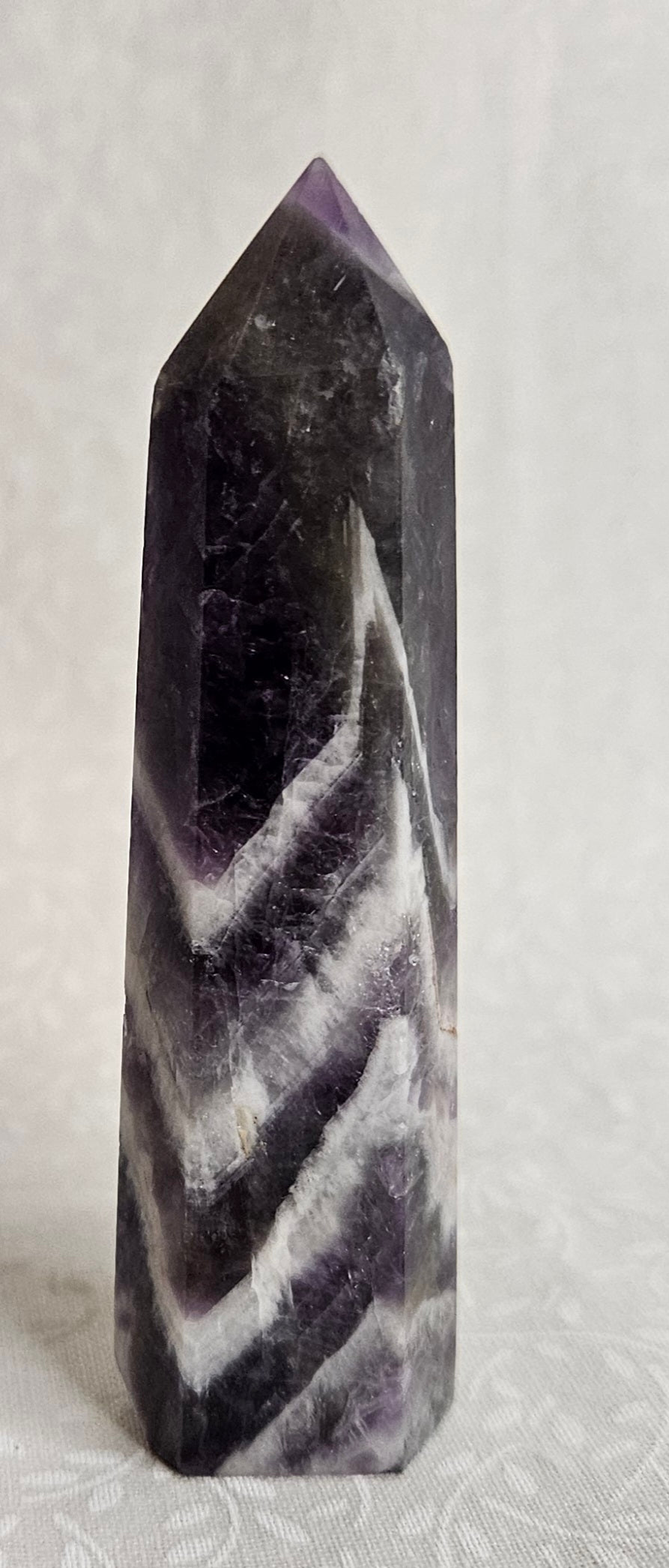 Chevron Amethyst Crystal Tower - Natural Stone
