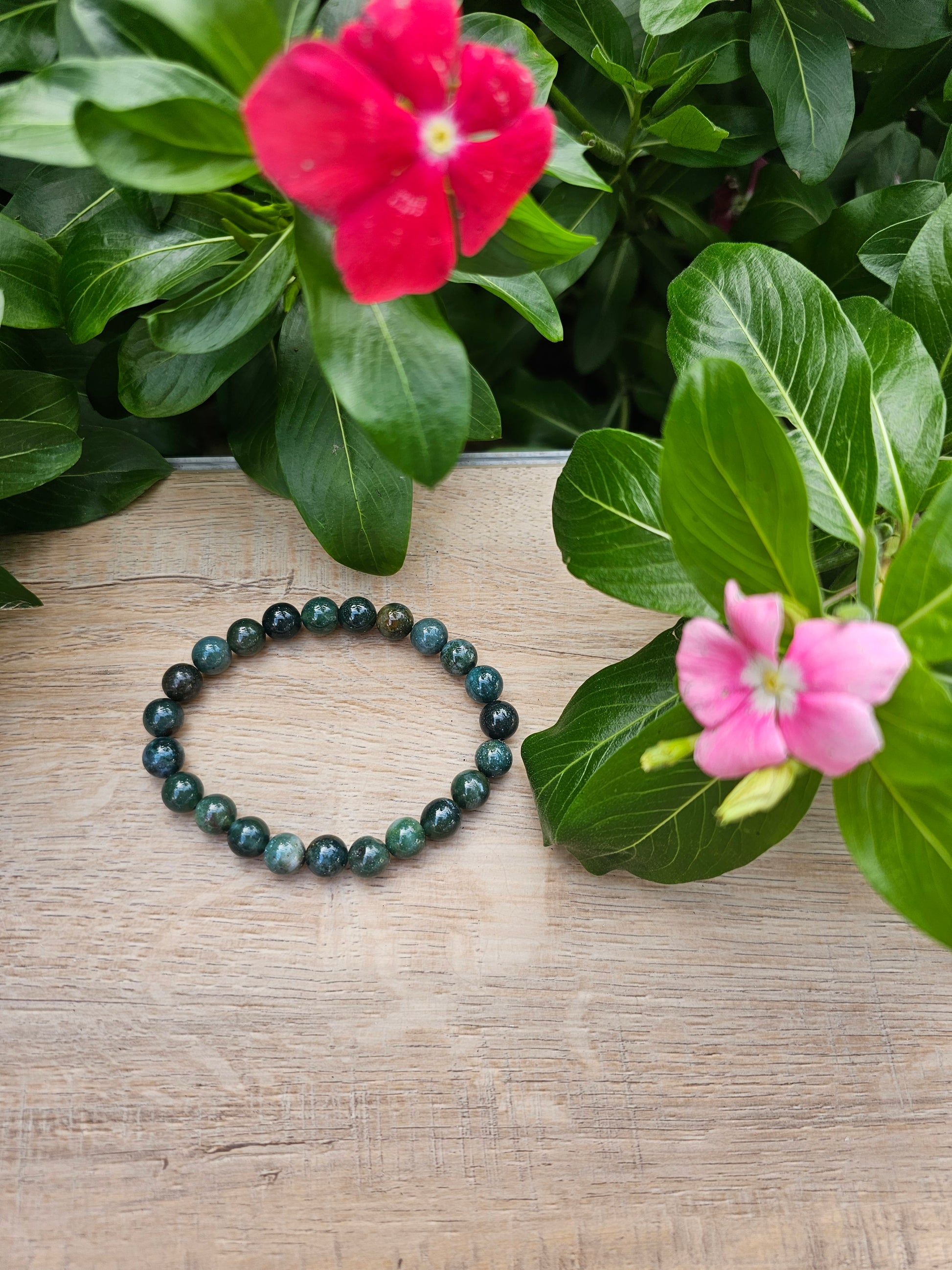 Ocean Grass Agate Crystal Bracelet - 8mm
