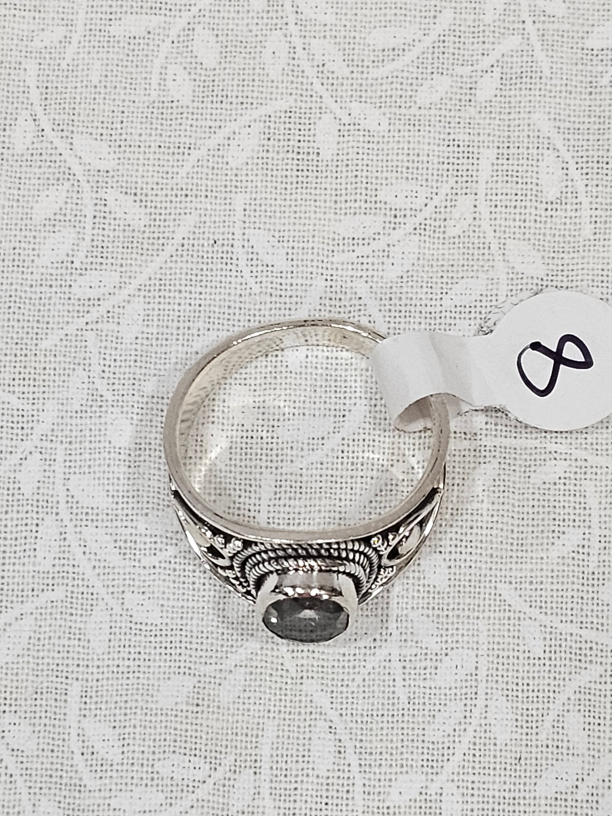 Sterling Silver Peridot Gemstone Ring - Size 8