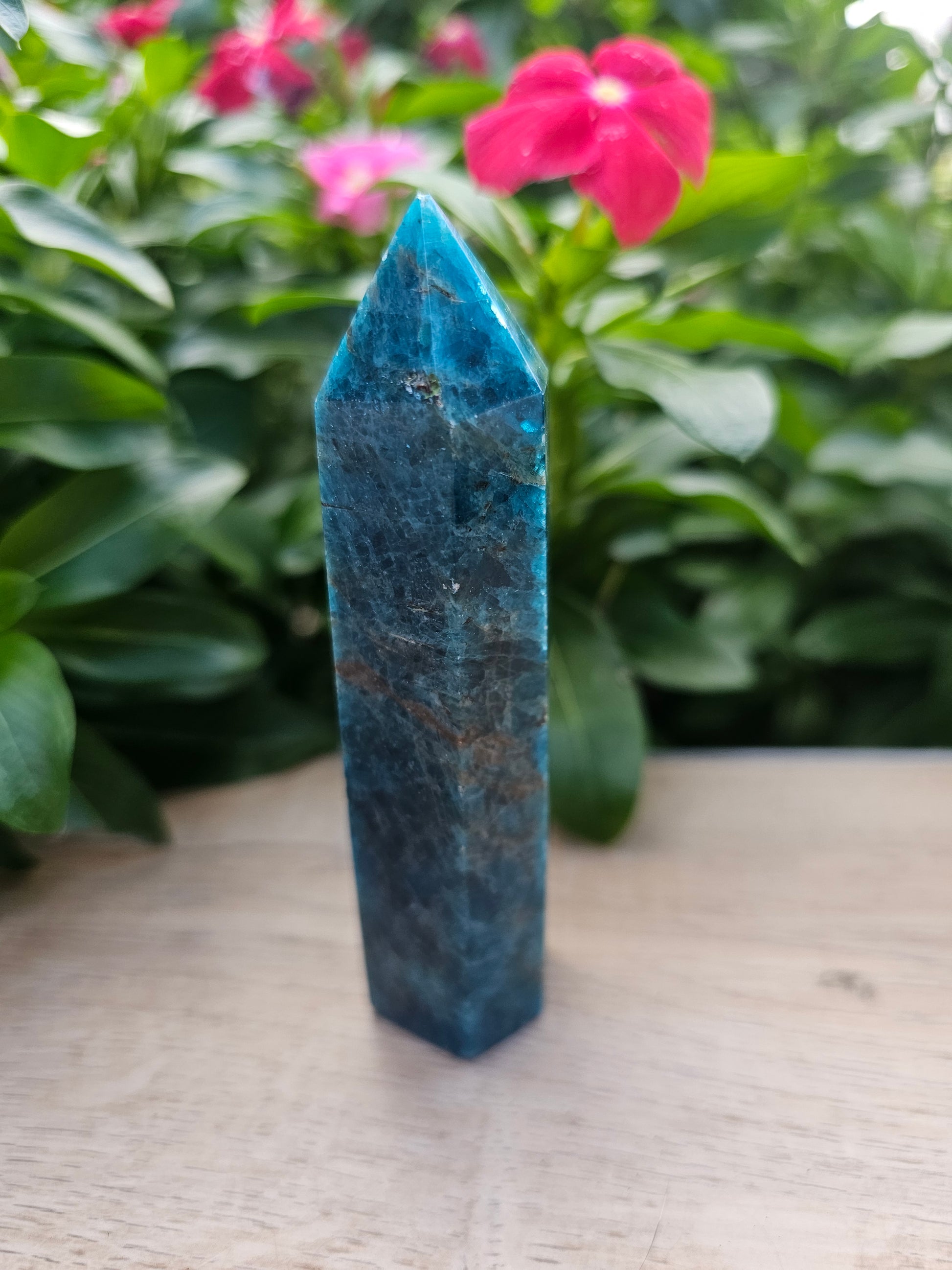 Blue Apatite Crystal Tower - 4 Inch Natural Stone Point
