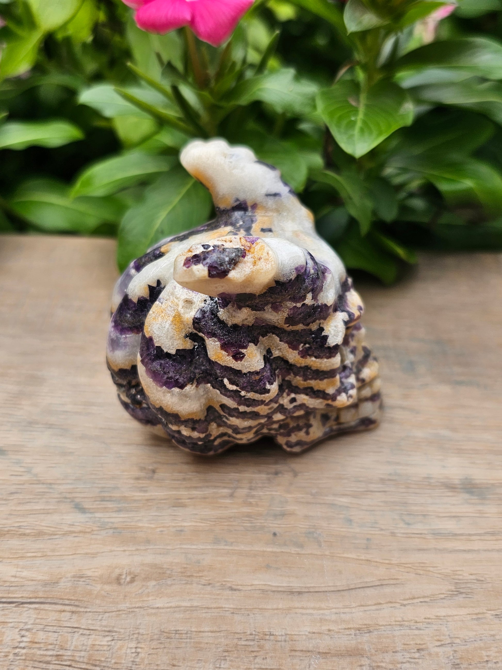 Amethyst Crystal Horned Skull - Handcrafted Spiritual Decor