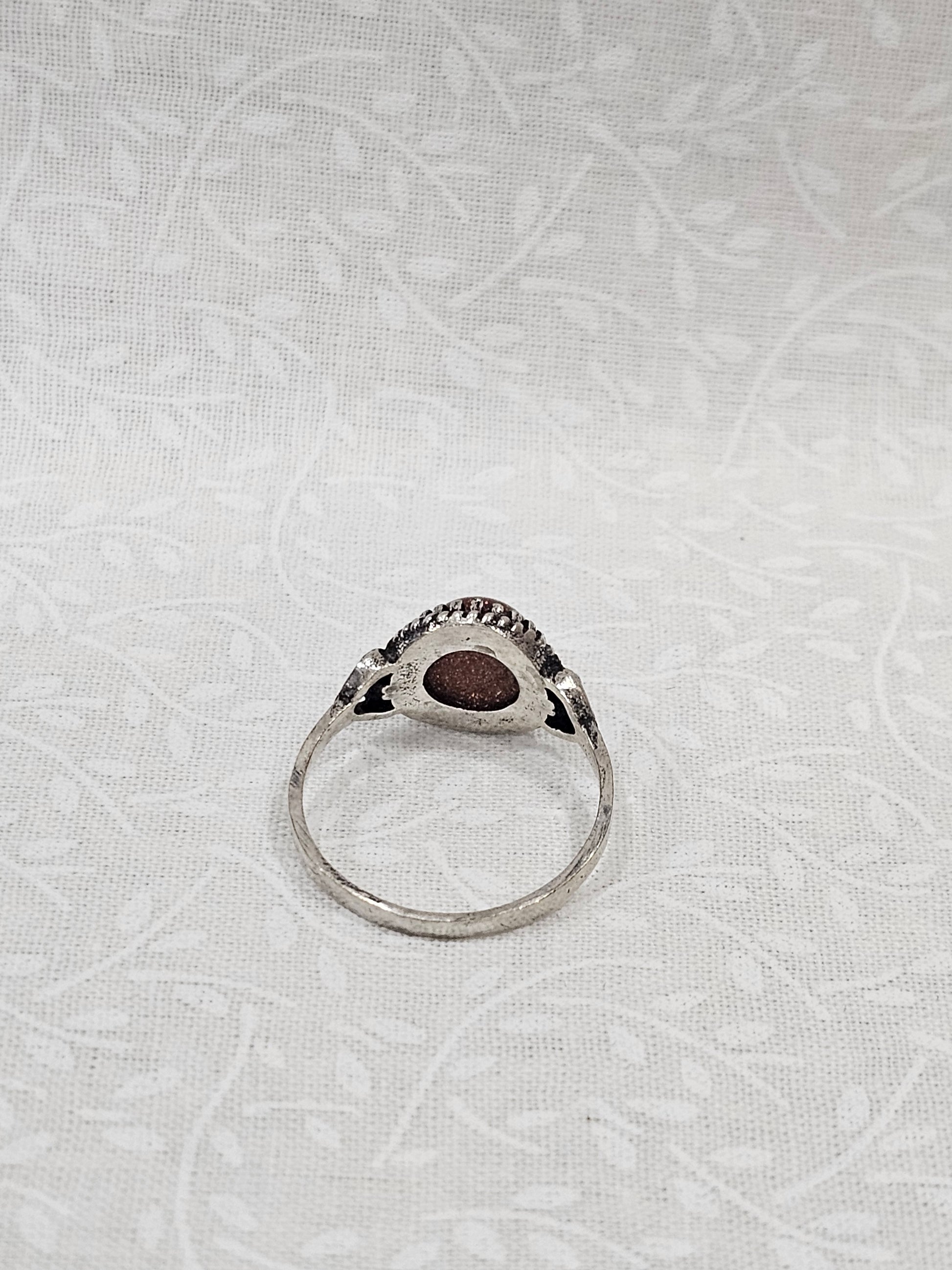 Sterling Silver Sandstone Gemstone Ring - Size 8.5