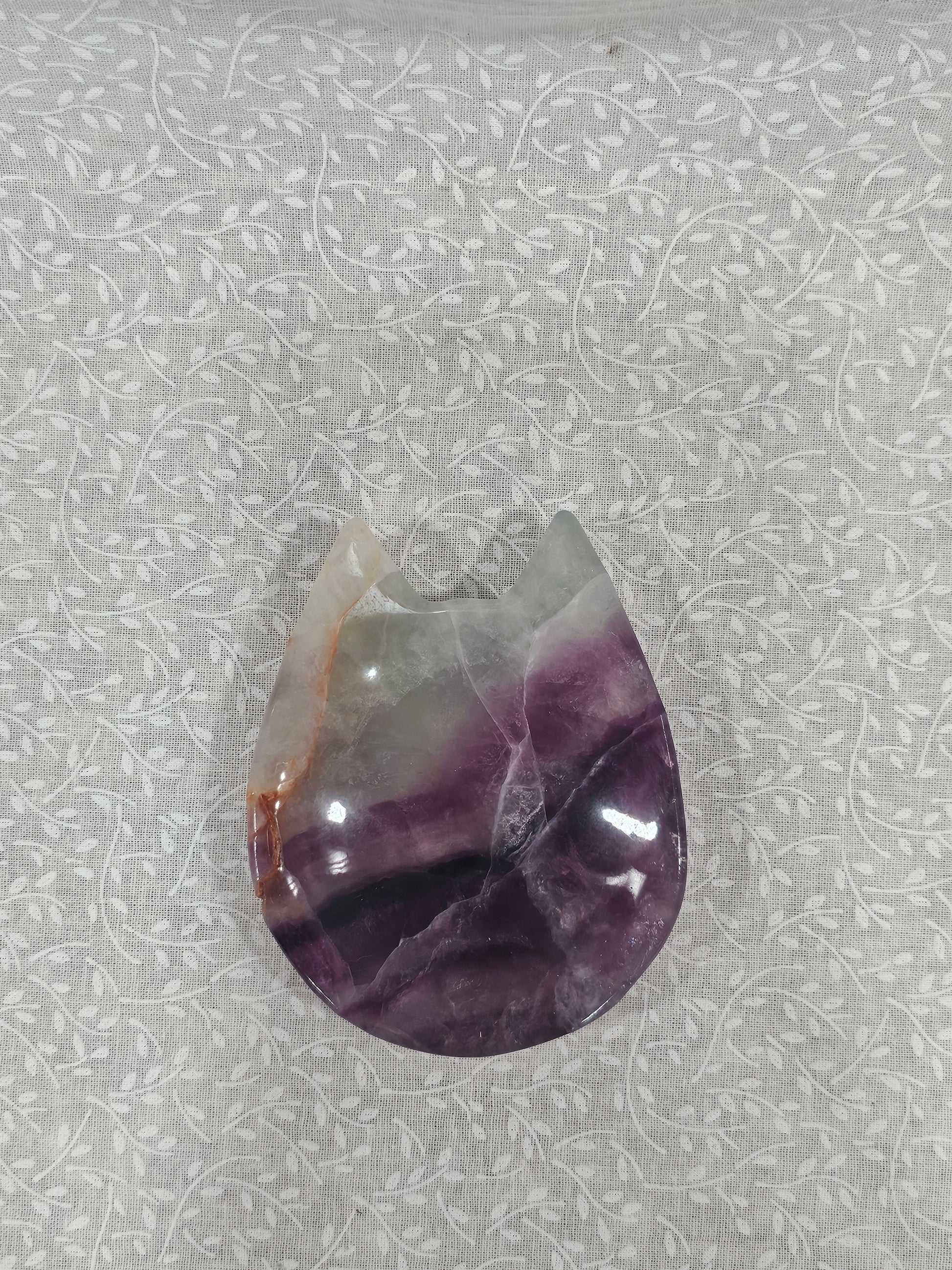 Rainbow Fluorite Crystal Cat Bowl