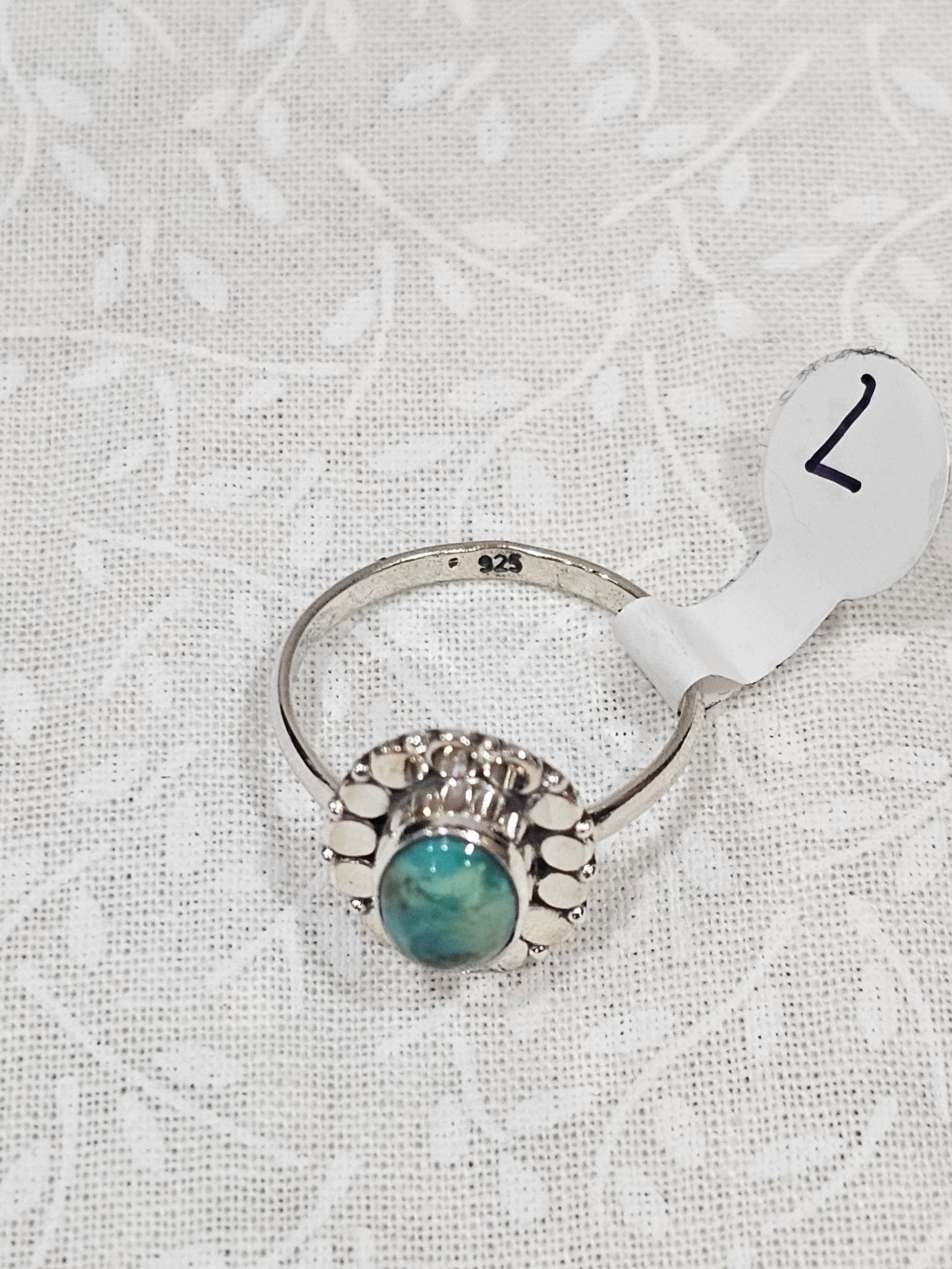 Sterling Silver Turquoise Gemstone Ring Southwestern Style - Size 7