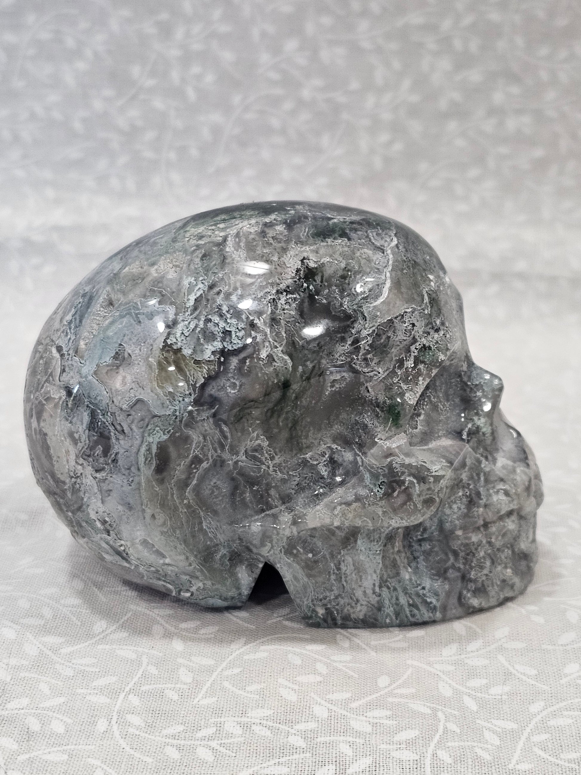 Moss Agate Crystal Skull 3.24 Inch