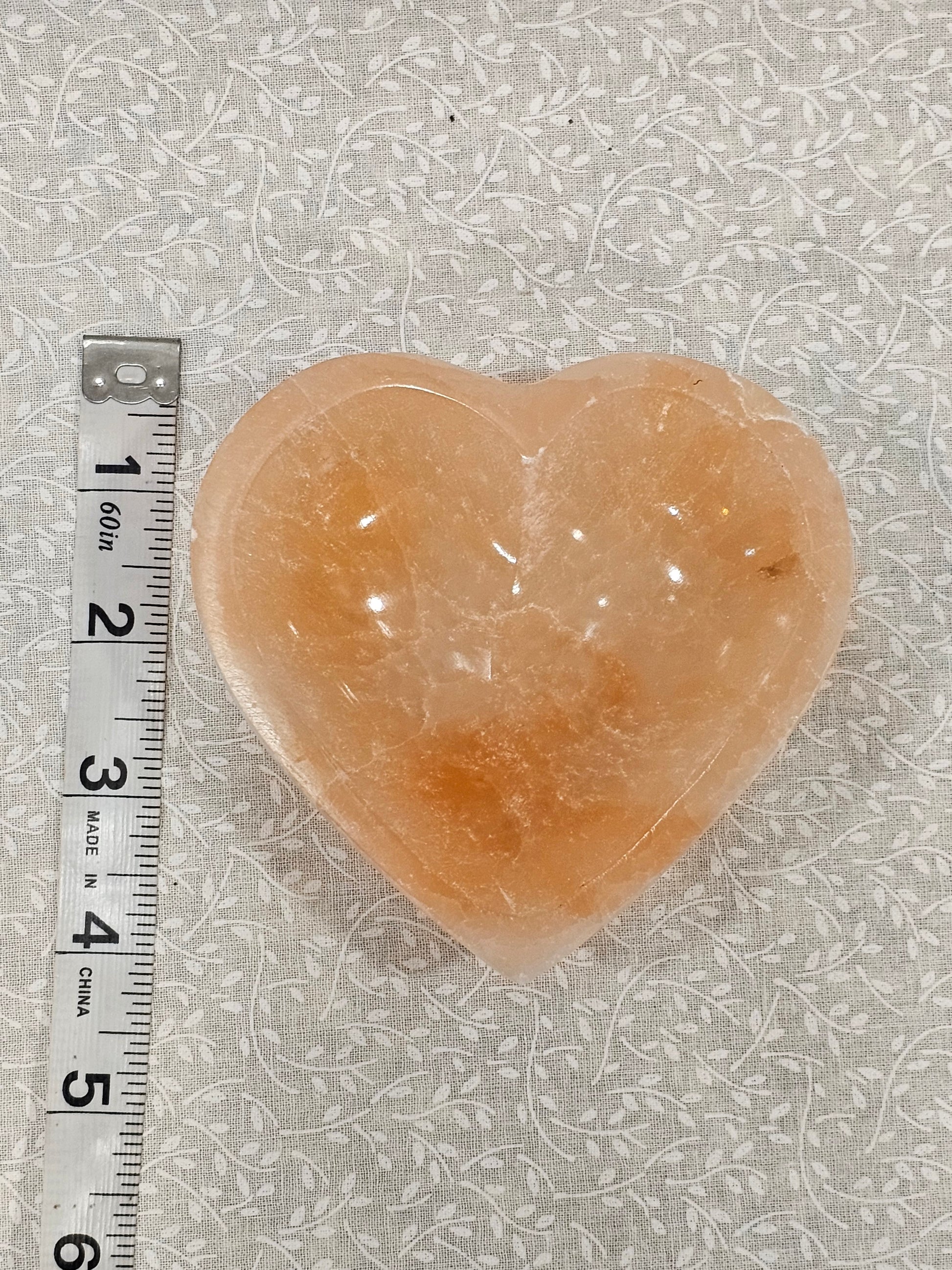 Orange Calcite Crystal Heart Bowl 5 Inch