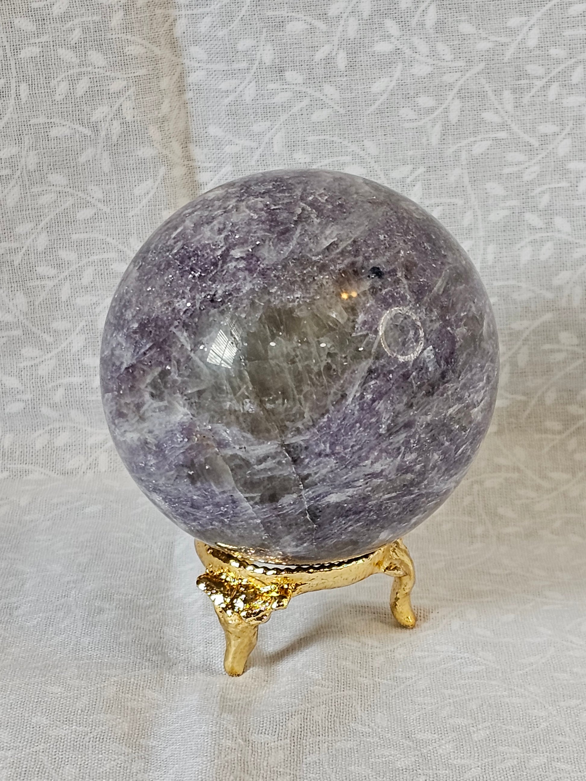 Lepidolite with Quartz Crystal Sphere