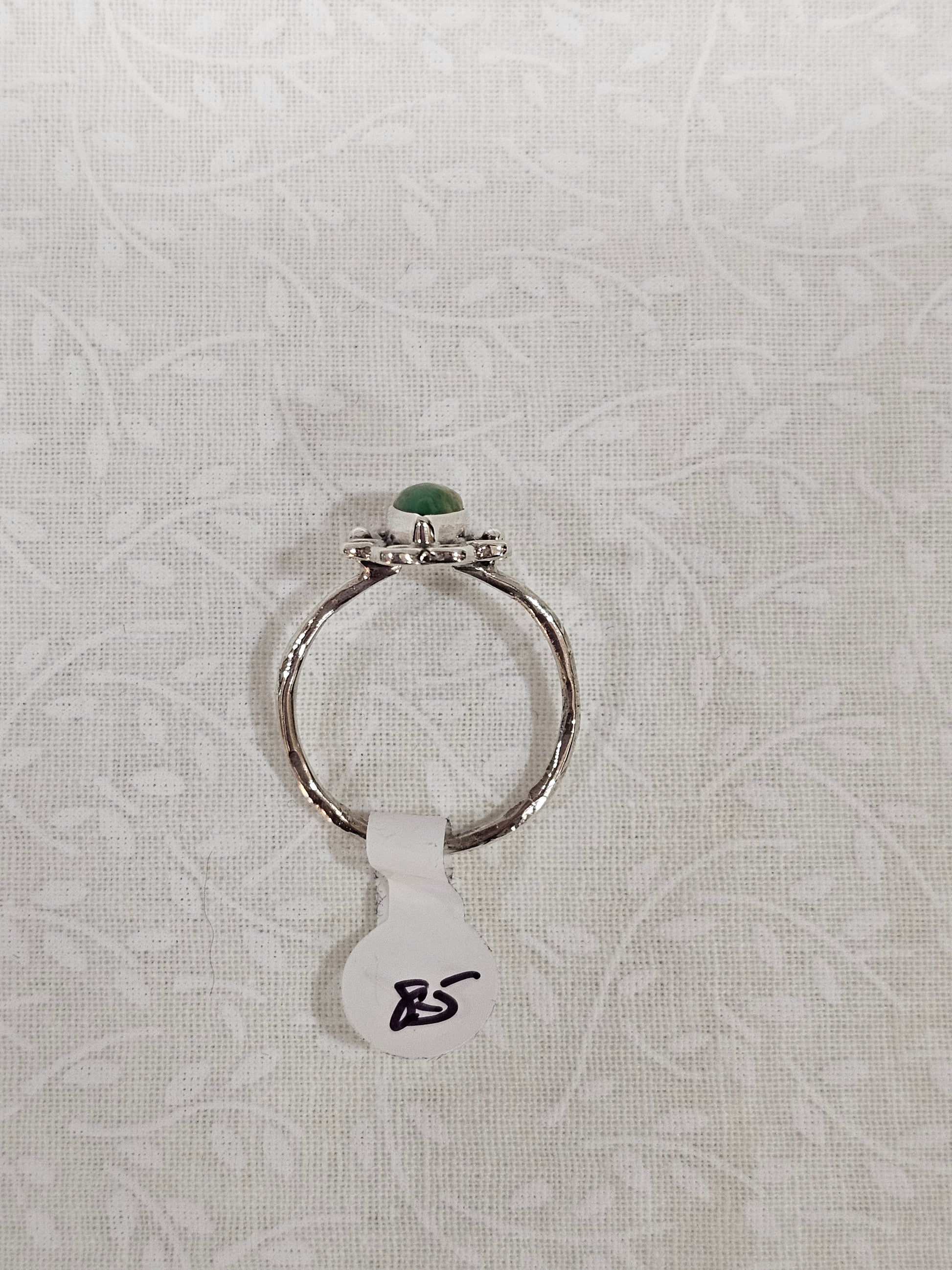Sterling Silver Green Turquoise Open-Back Ring - Size 8.5