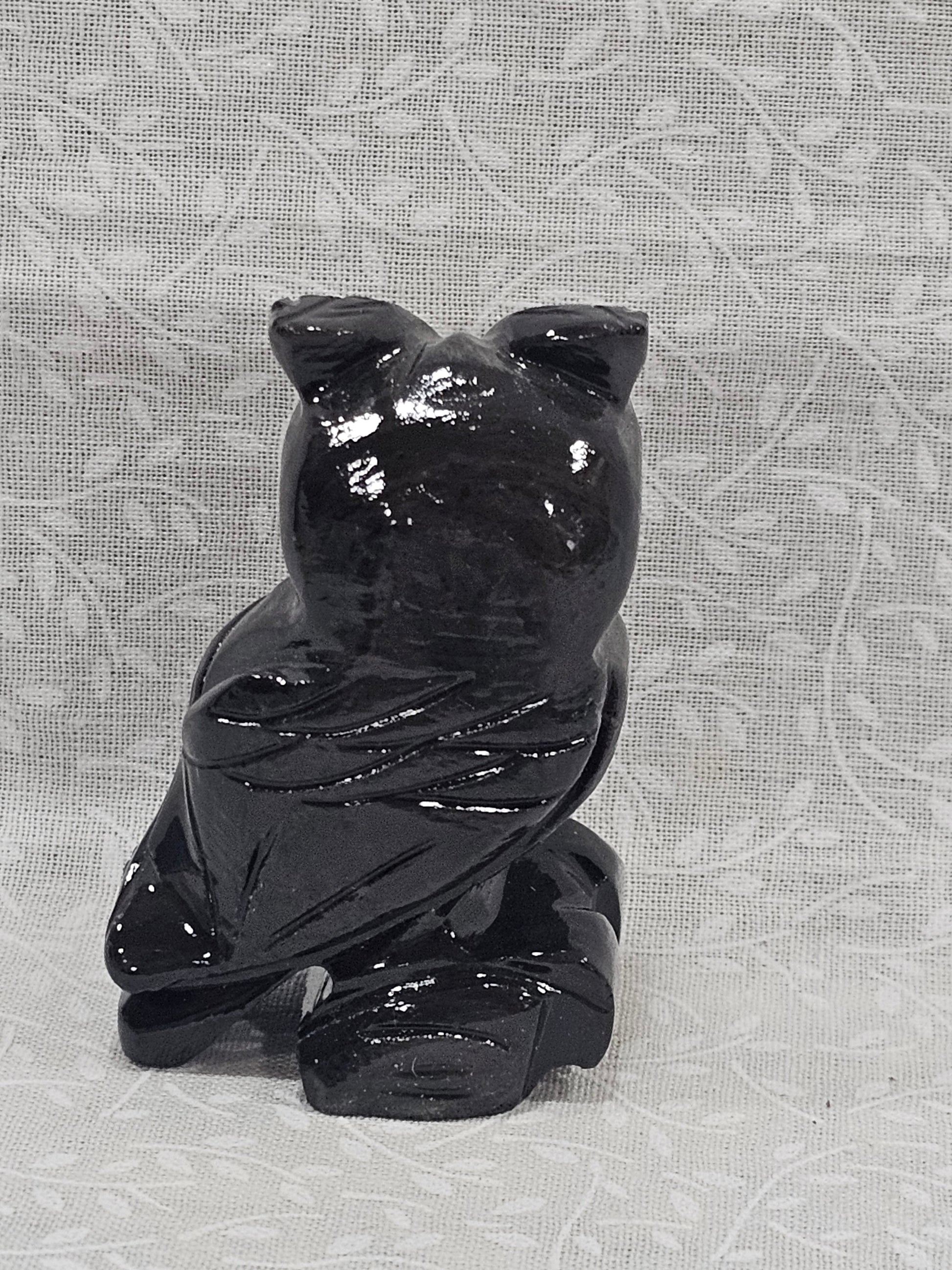 Black Obsidian Crystal Owl 2.25 Inch