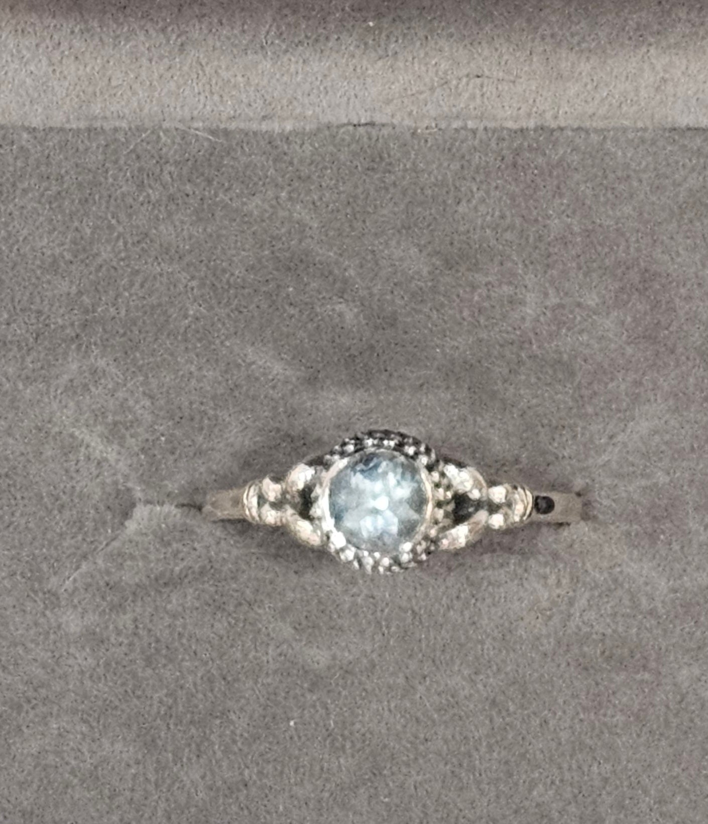 Sterling Silver Blue Topaz Gemstone Ring - Size 8