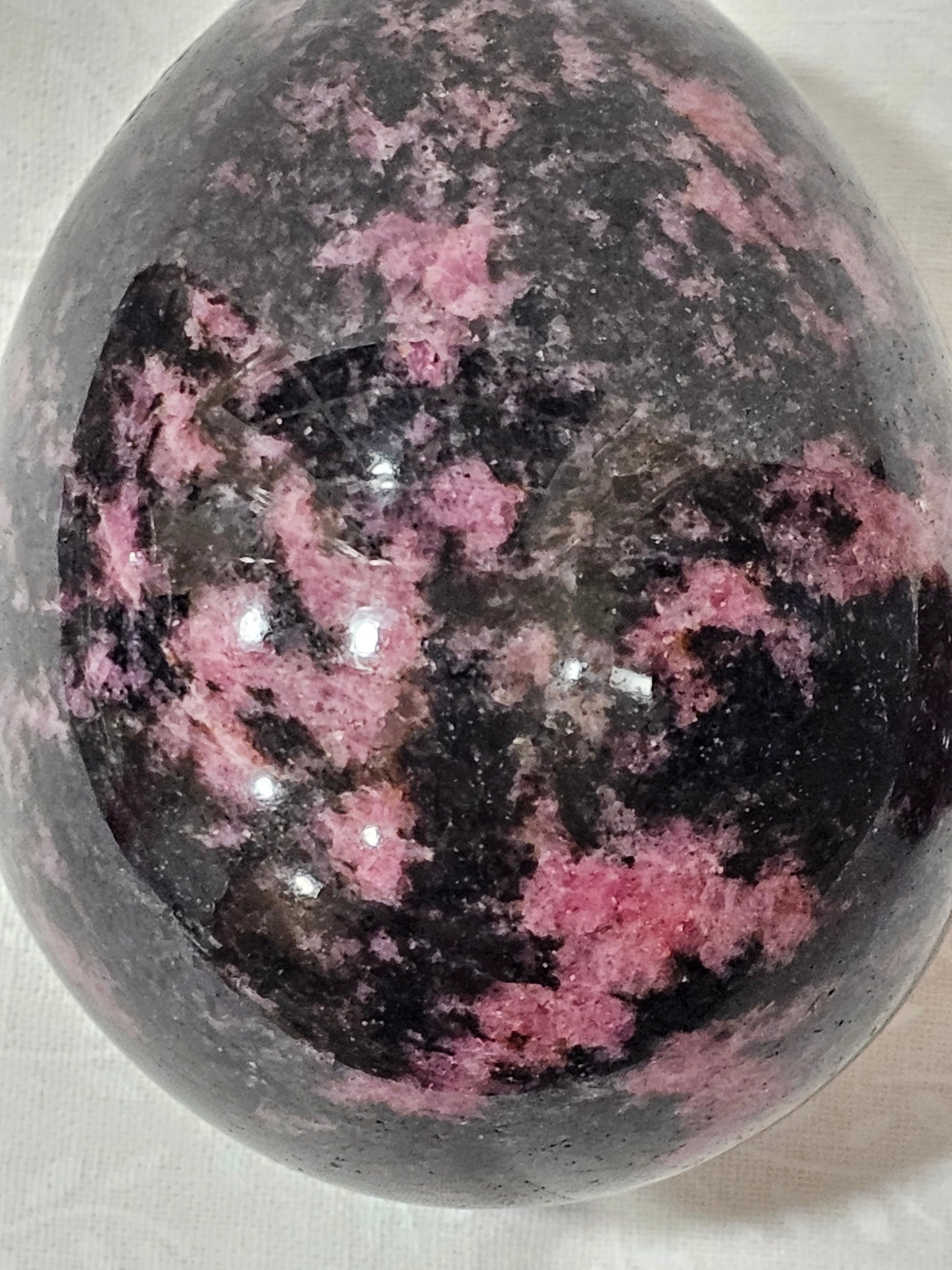 Rhodonite Crystal Egg - Natural Stone