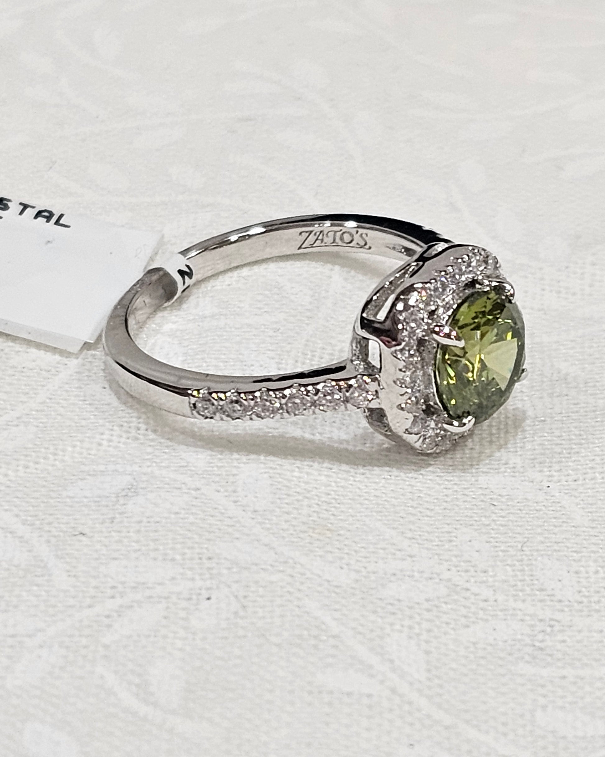 Sterling Silver Peridot Gemstone Ring August Birthstone - Size 5.5