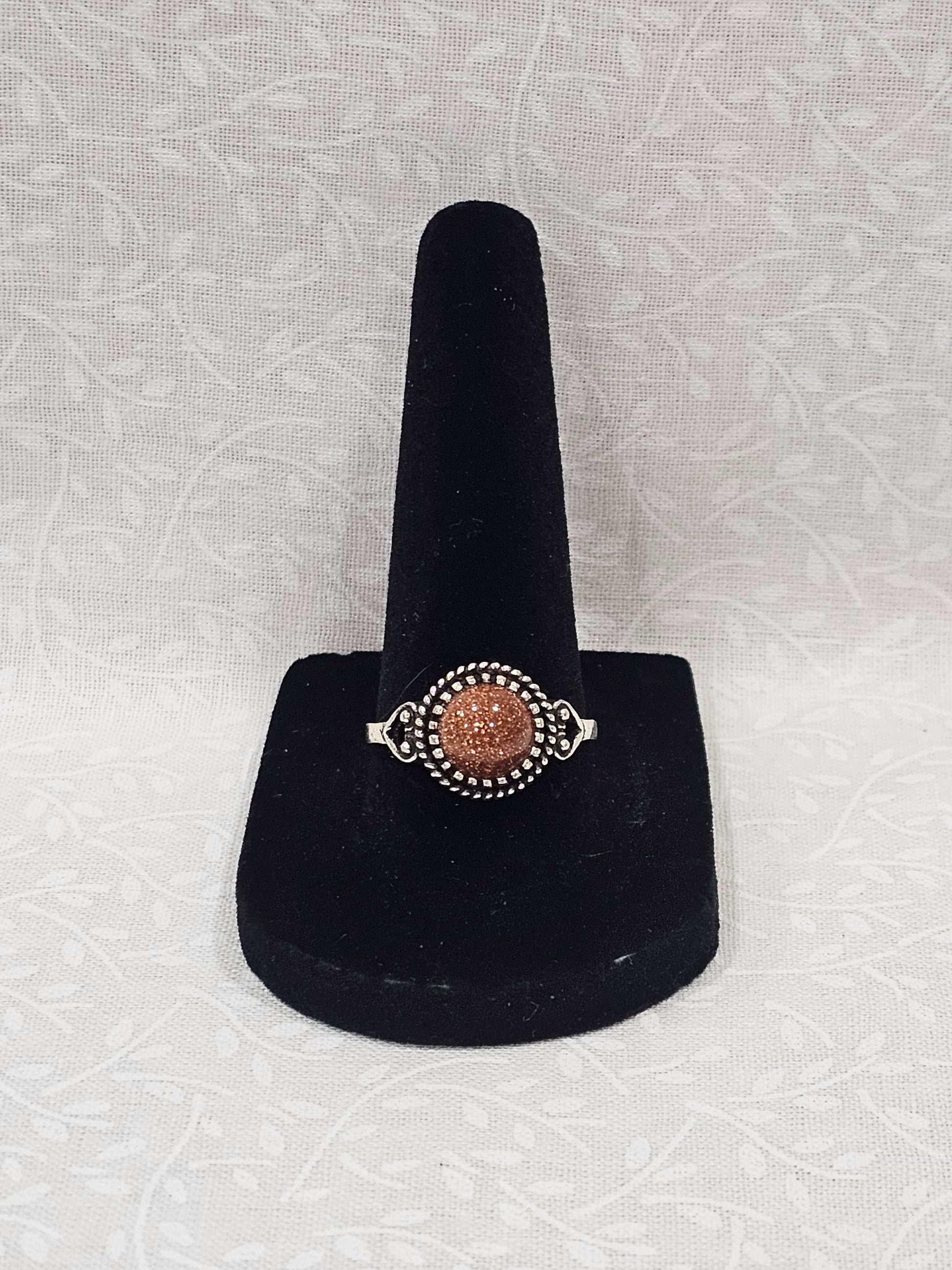 Sterling Silver Sandstone Gemstone Ring - Size 8.5