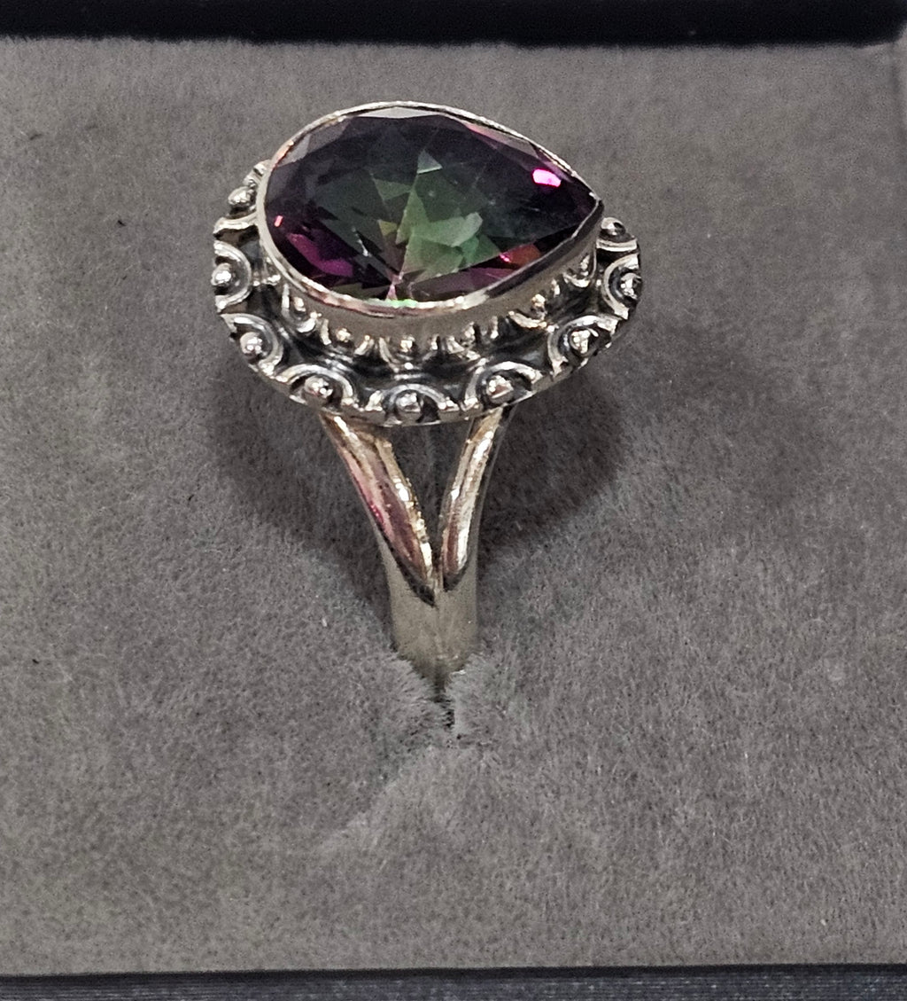 Sterling Silver Mystic Topaz Gemstone Ring - Size 8