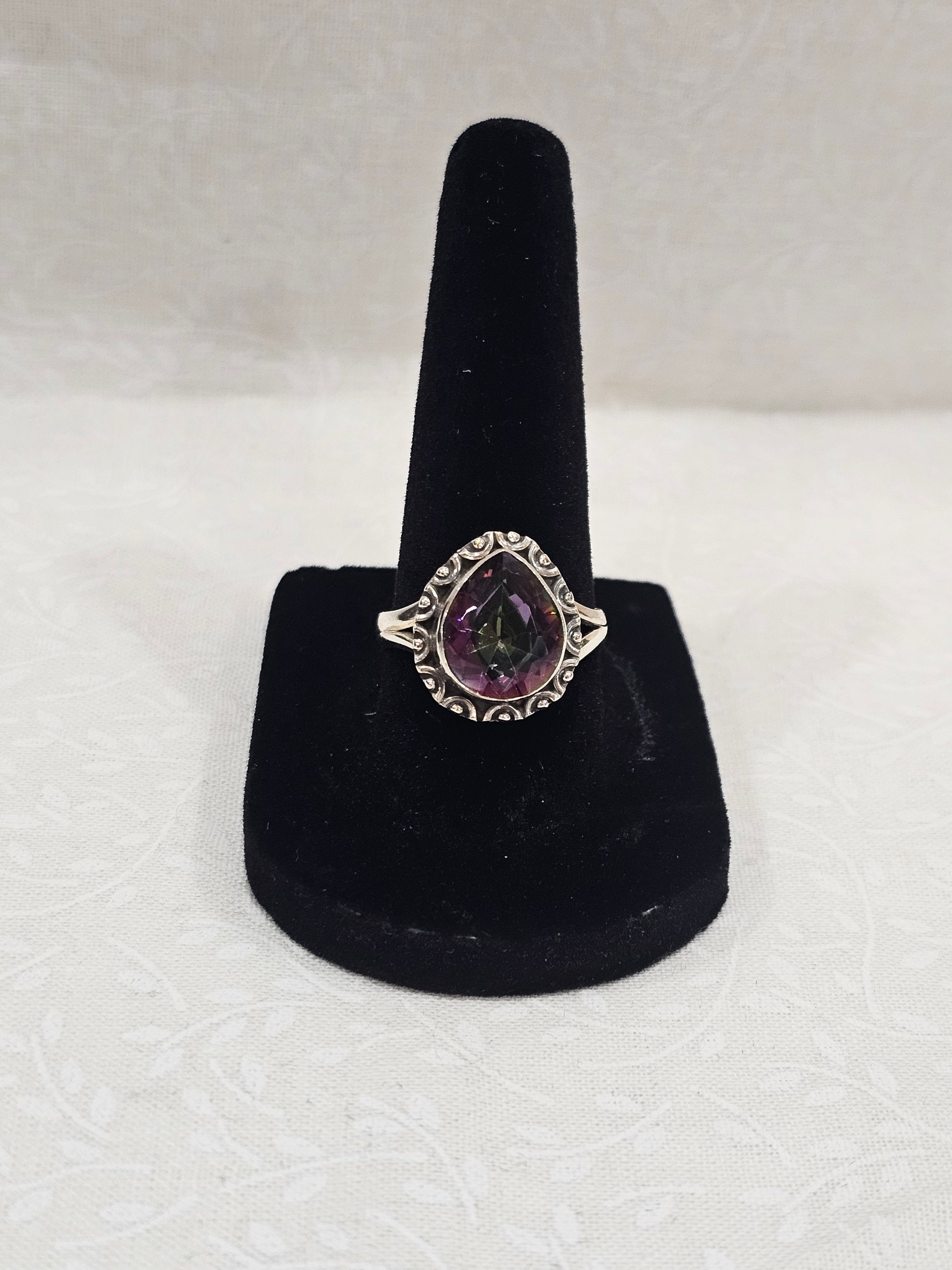 Sterling Silver Mystic Topaz Gemstone Ring - Size 8