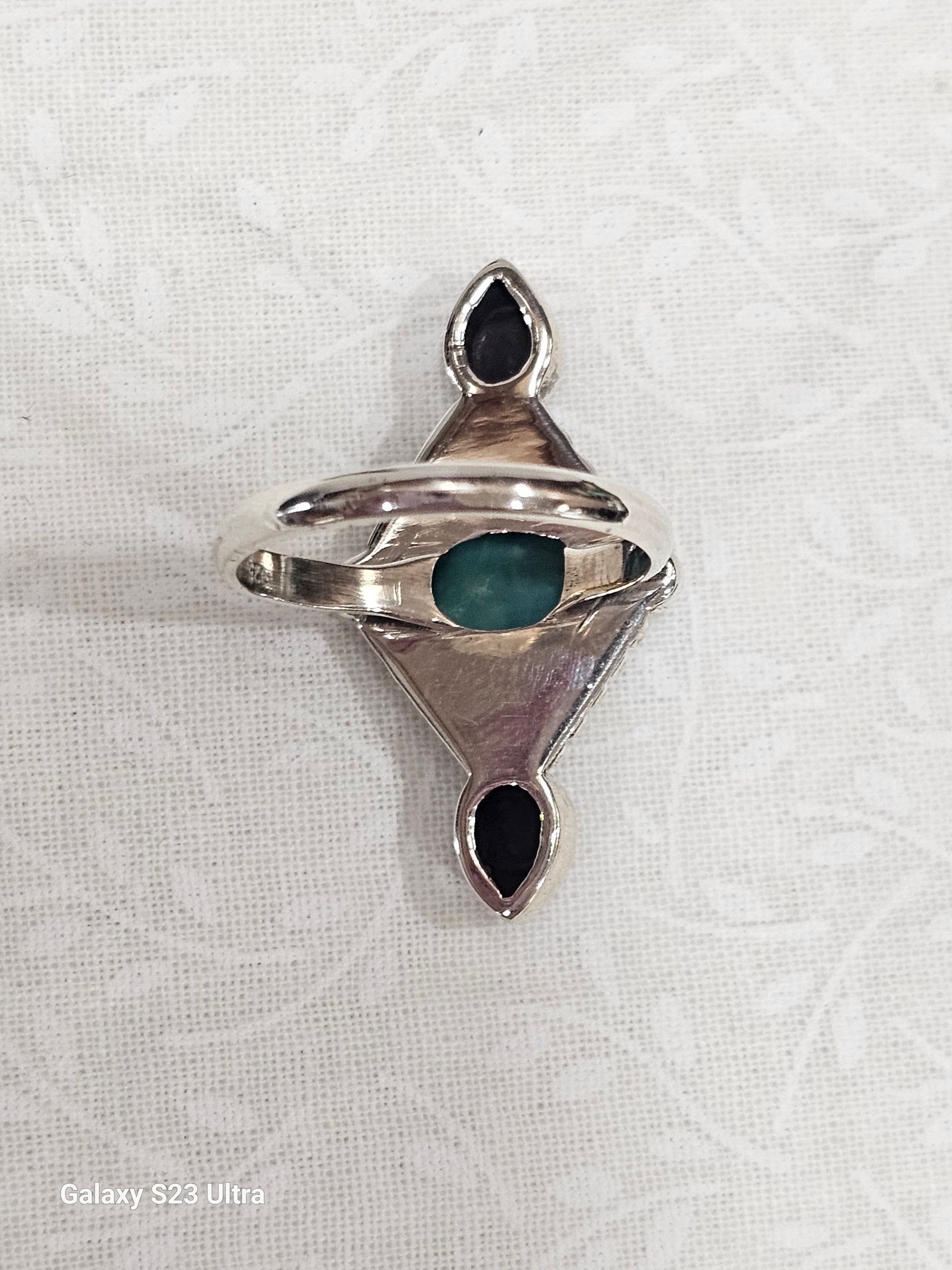 Sterling Silver Charoite & Turquoise Ring - Size 9