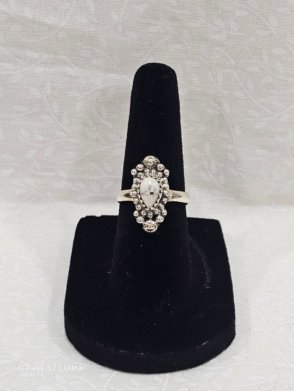 Sterling Silver White Buffalo Ring - Size 5