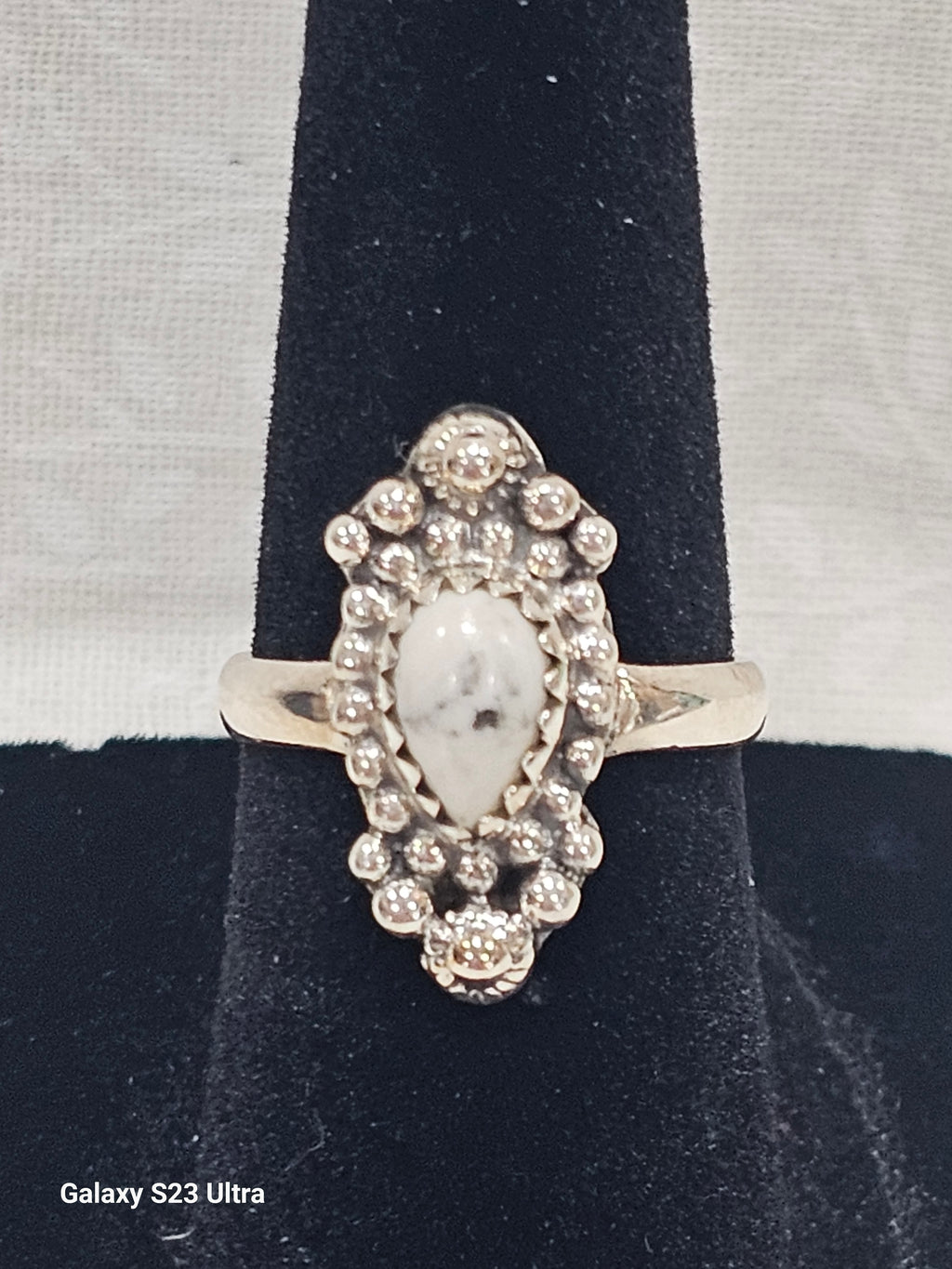 Sterling Silver White Buffalo Ring - Size 5