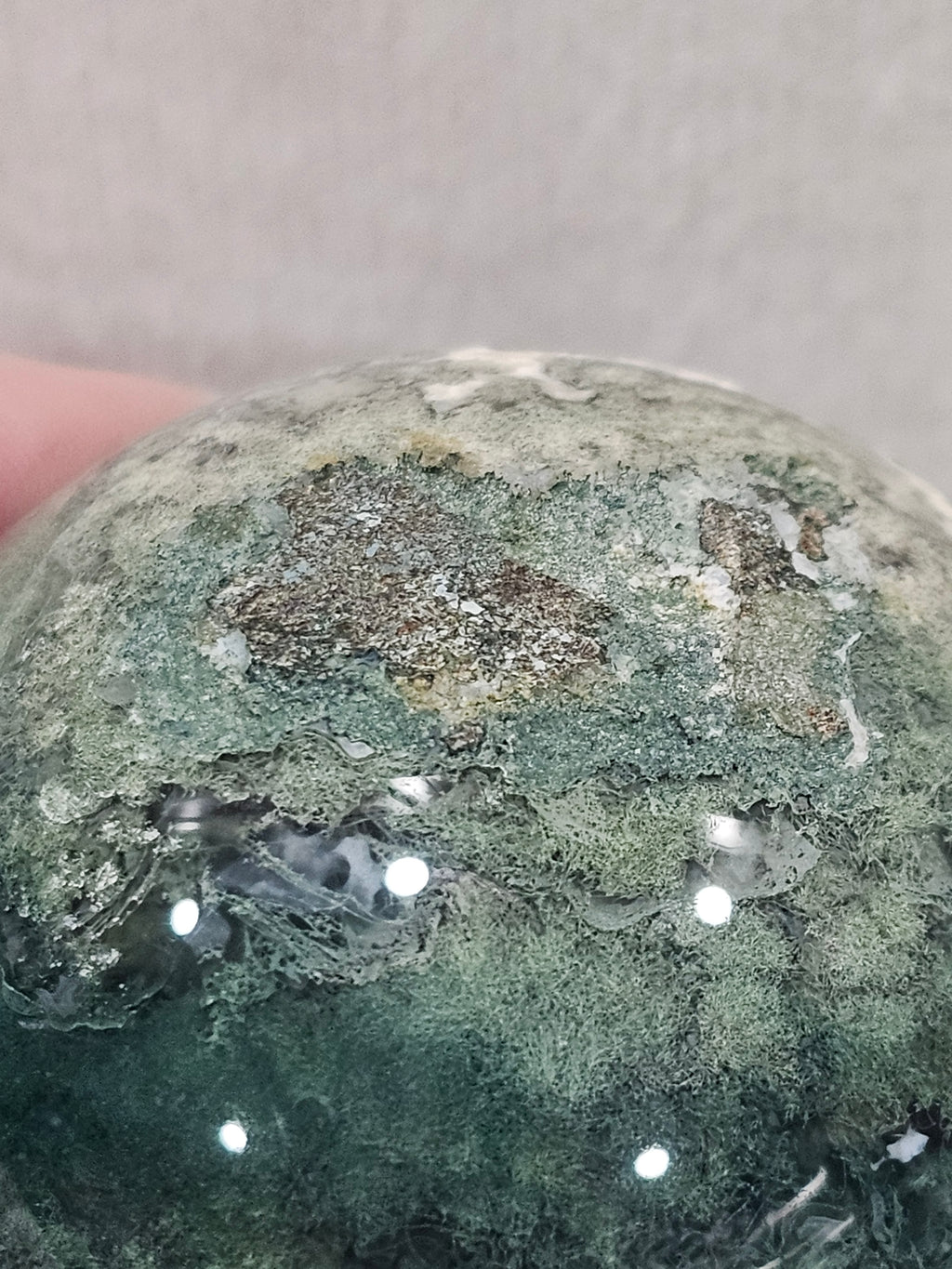 Moss Agate Crystal Sphere | 58mm | Druzy Pocket