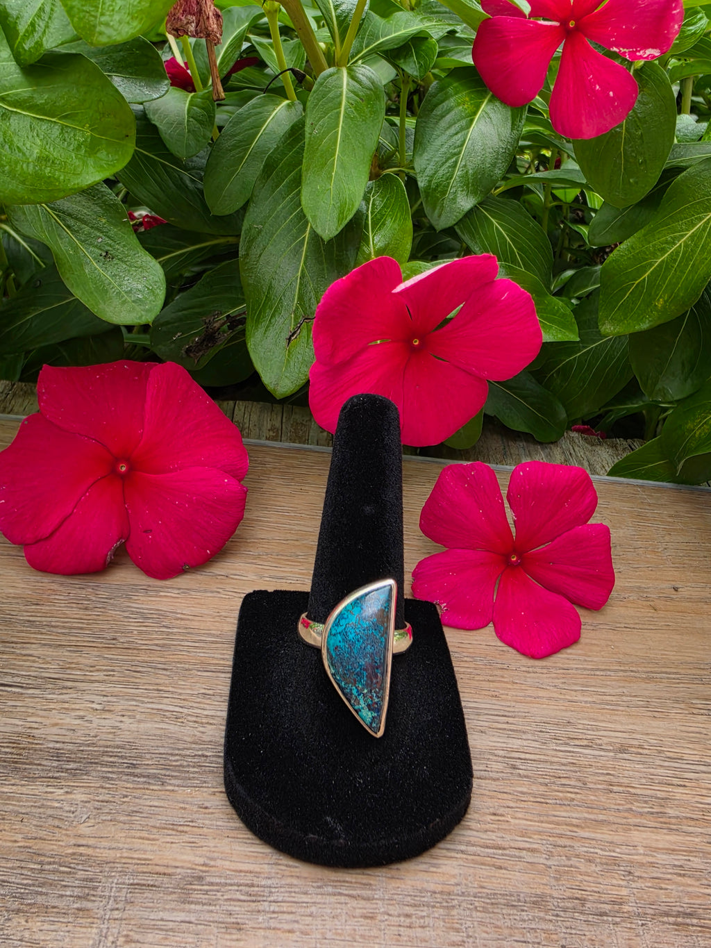 Azurite Chrysocolla Sterling Silver Gemstone Ring – Size 7