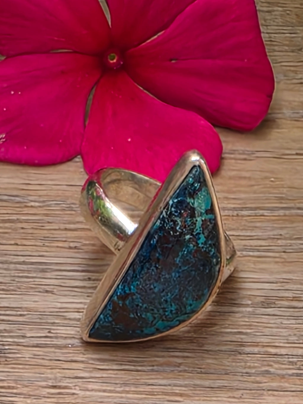Azurite Chrysocolla Sterling Silver Gemstone Ring – Size 7