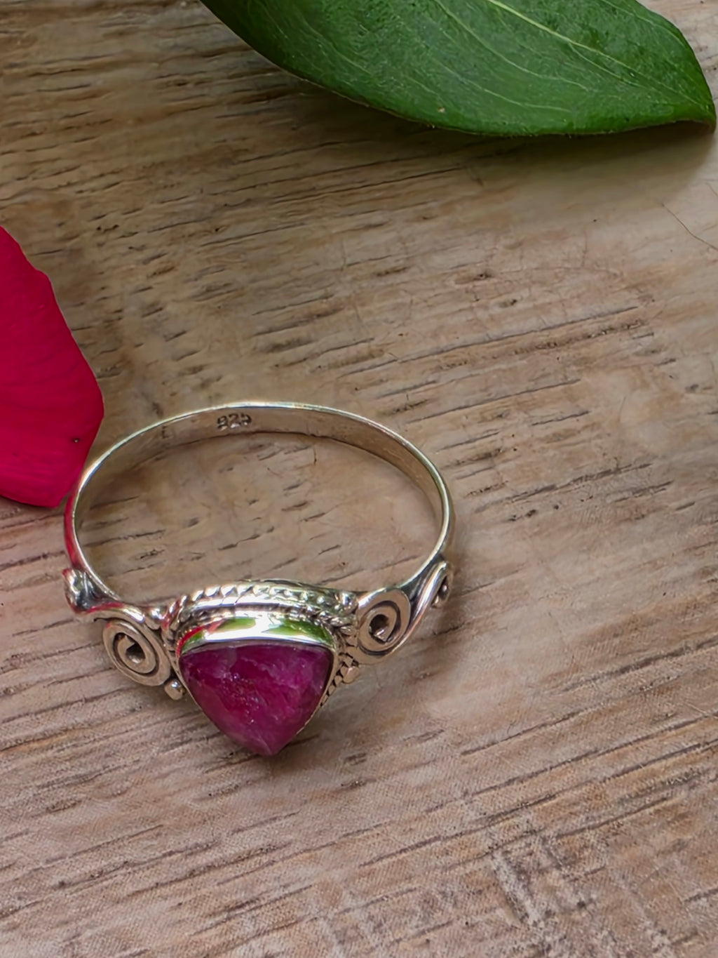 Ruby Gemstone Sterling Silver Ring Size 9