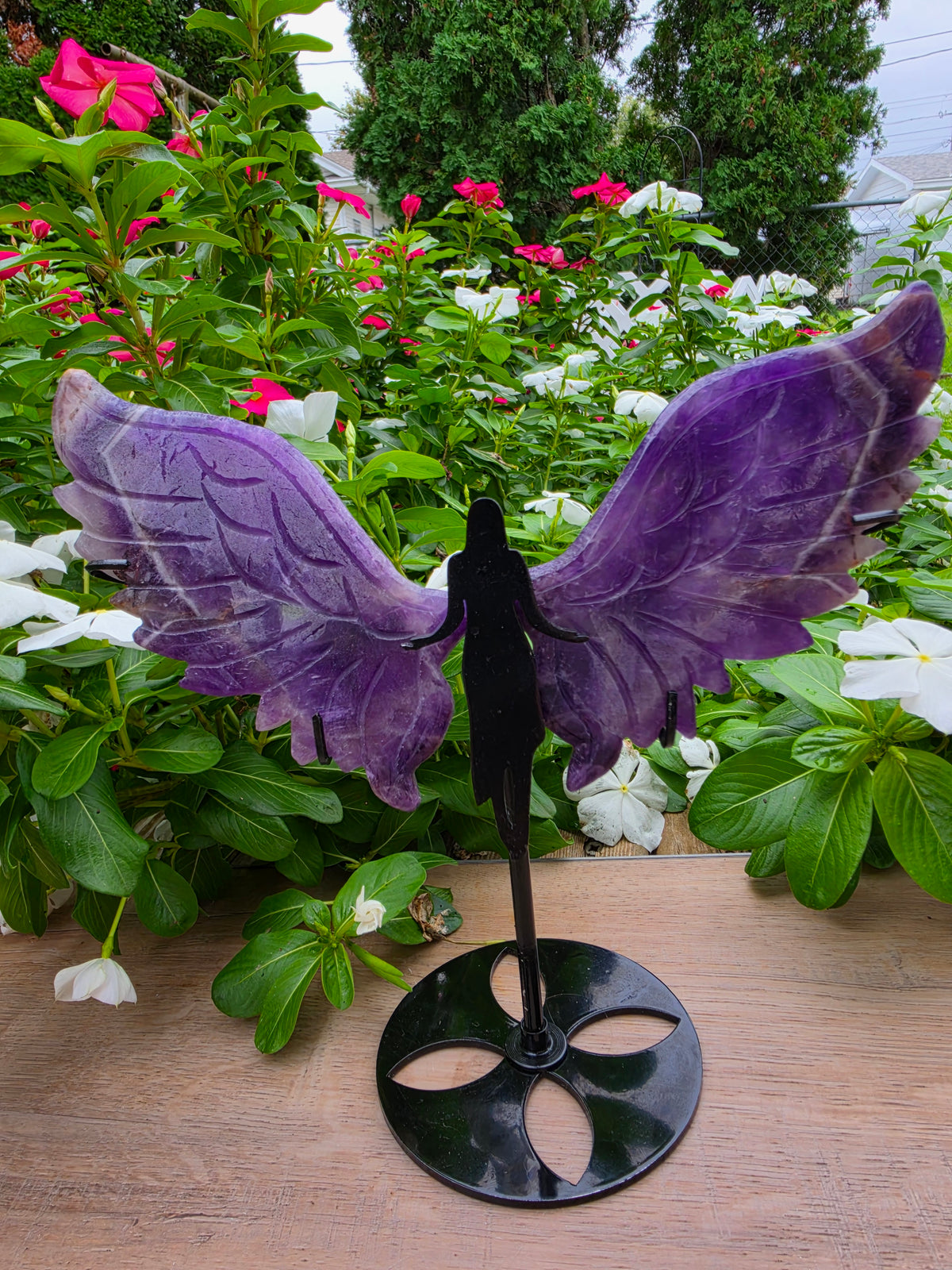 Amethyst Crystal Angel Wings with Angel Stand