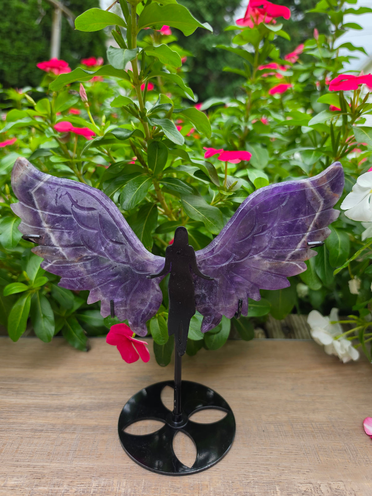 Amethyst Crystal Angel Wings with Angel Stand