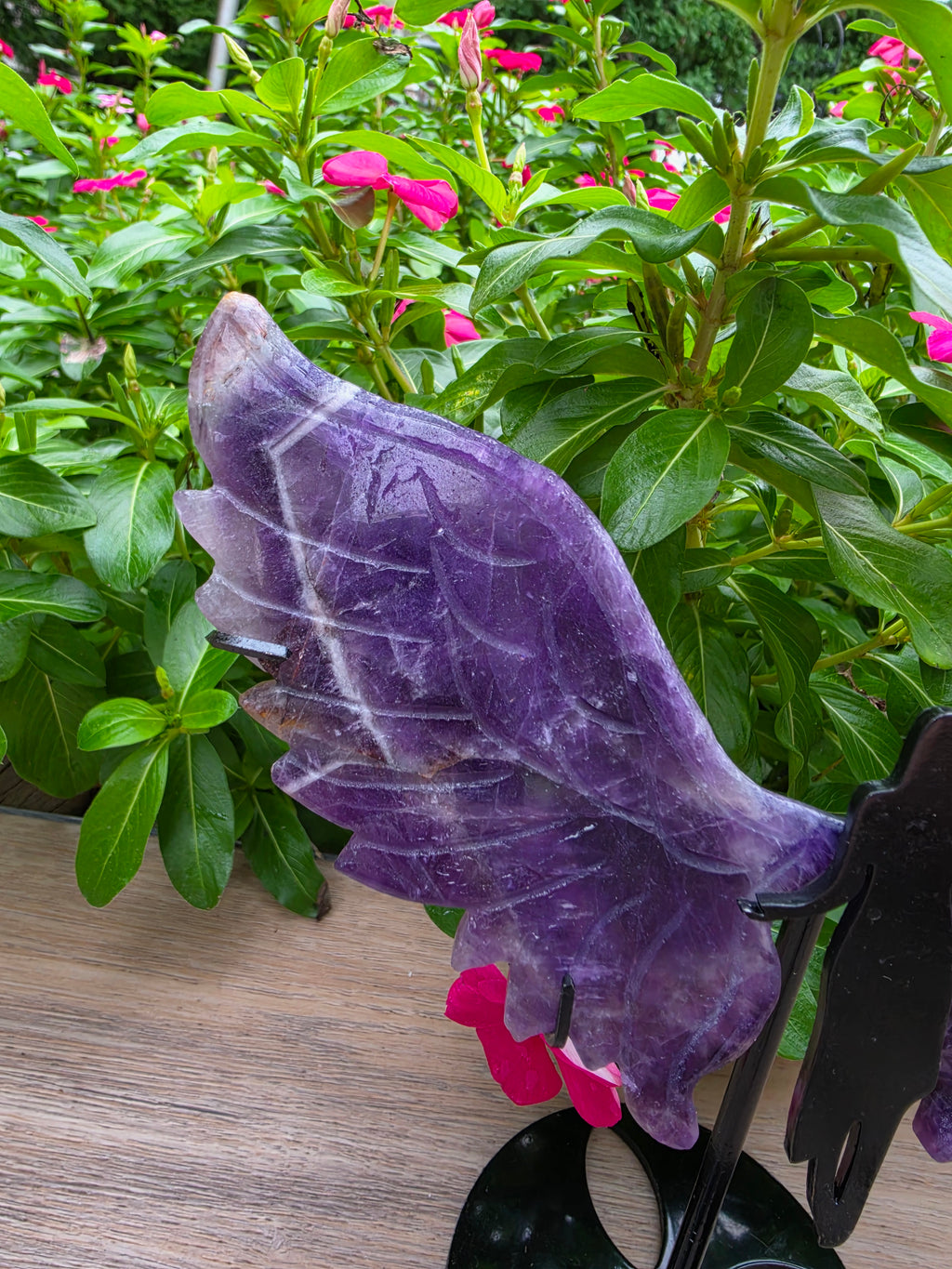 Amethyst Crystal Angel Wings with Angel Stand