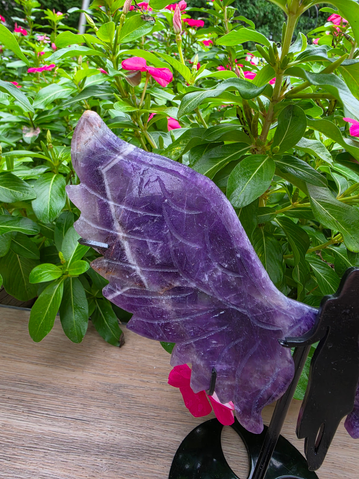 Amethyst Crystal Angel Wings with Angel Stand