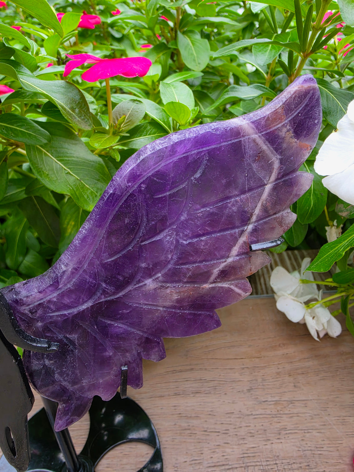 Amethyst Crystal Angel Wings with Angel Stand
