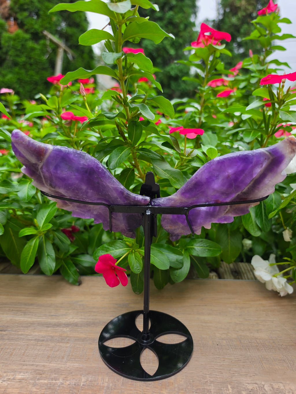 Amethyst Crystal Angel Wings with Angel Stand