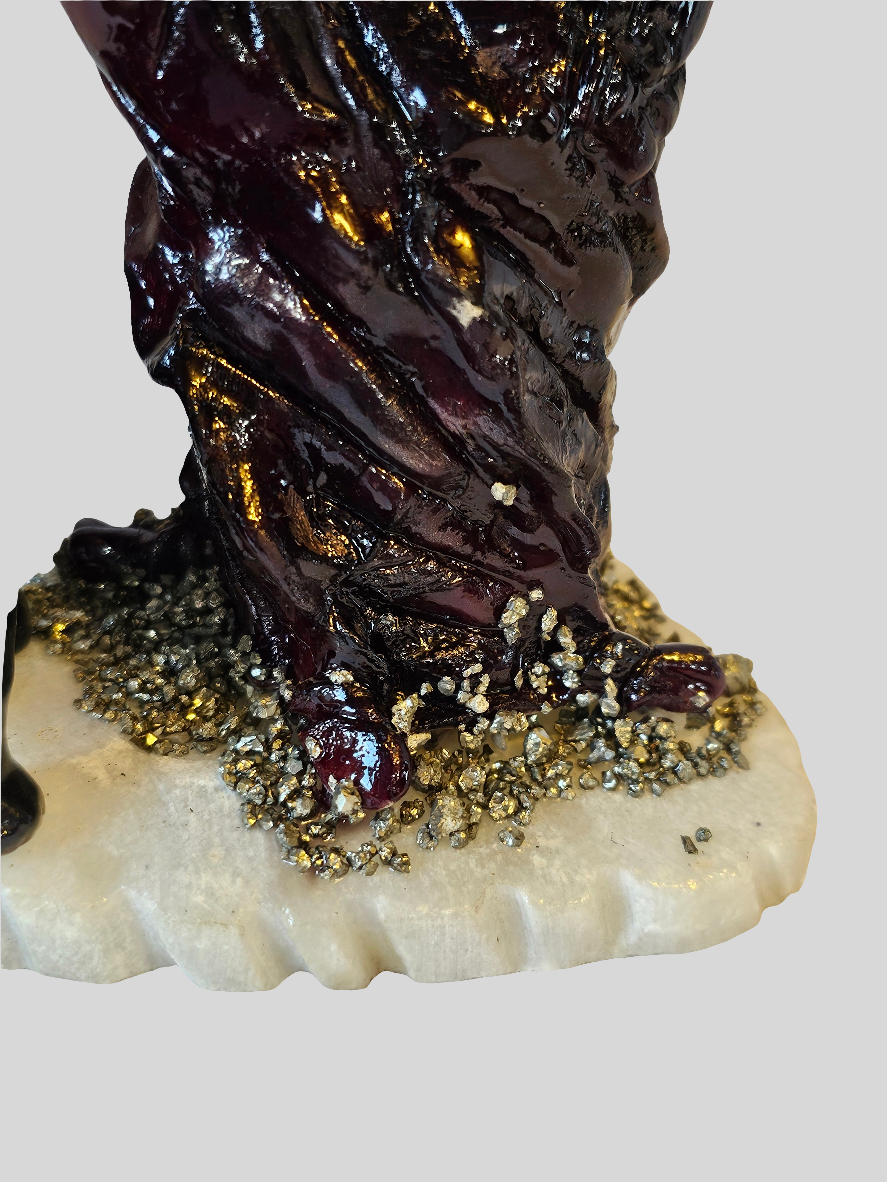 Amethyst Pyrite Obsidian Crystal Tree of Life with Elephant