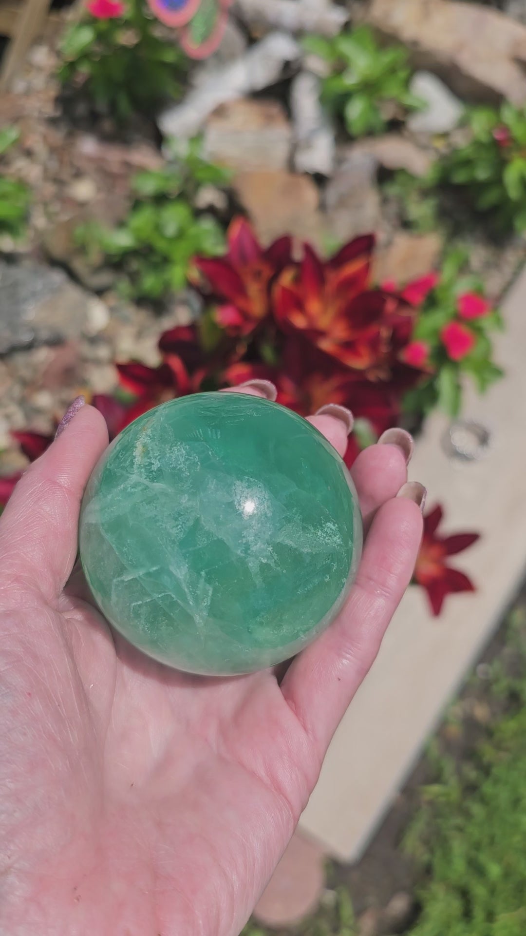 Green Fluorite Crystal Sphere 63mm