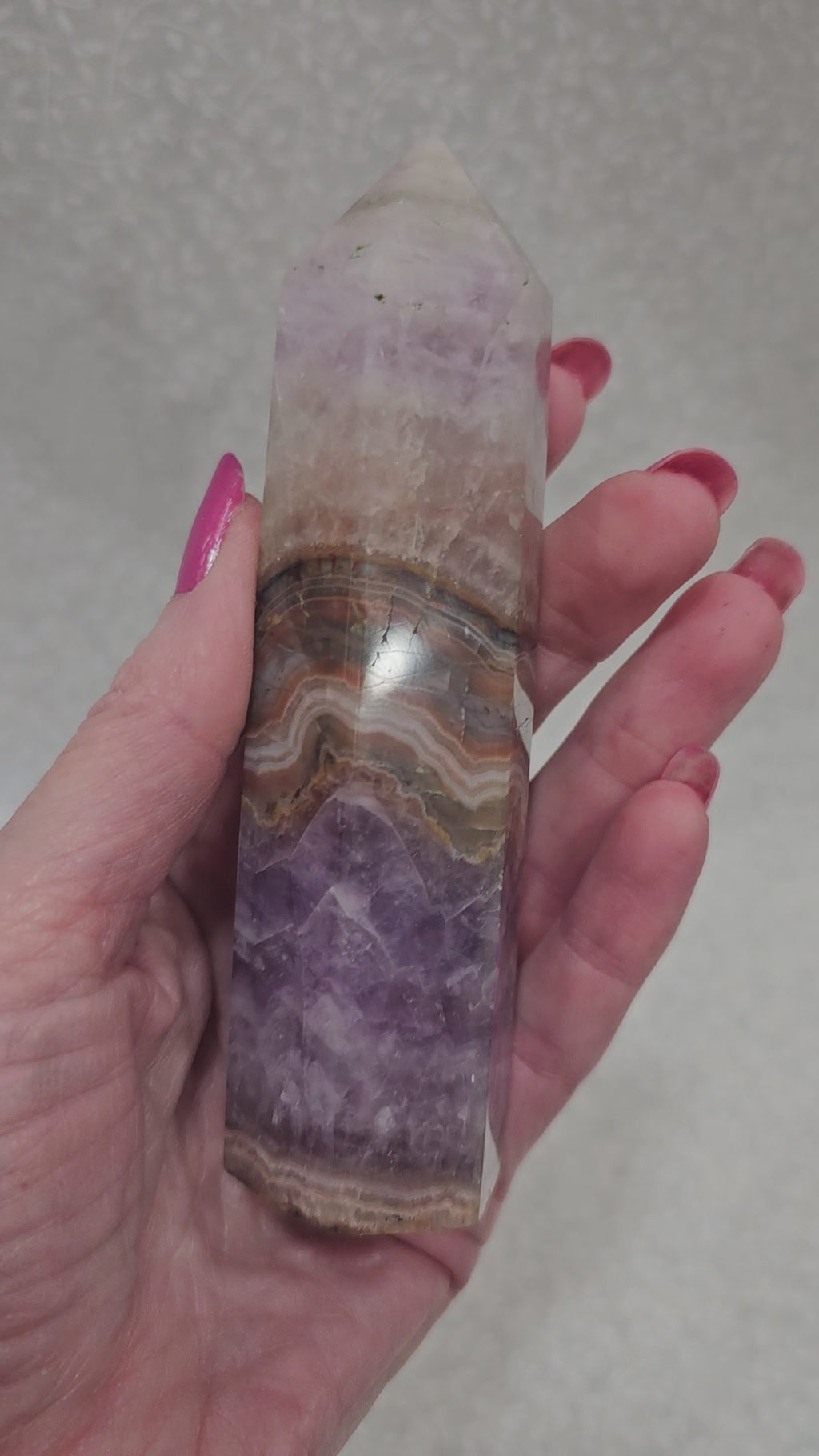 Amethyst Crazy Lace Agate Crystal Tower