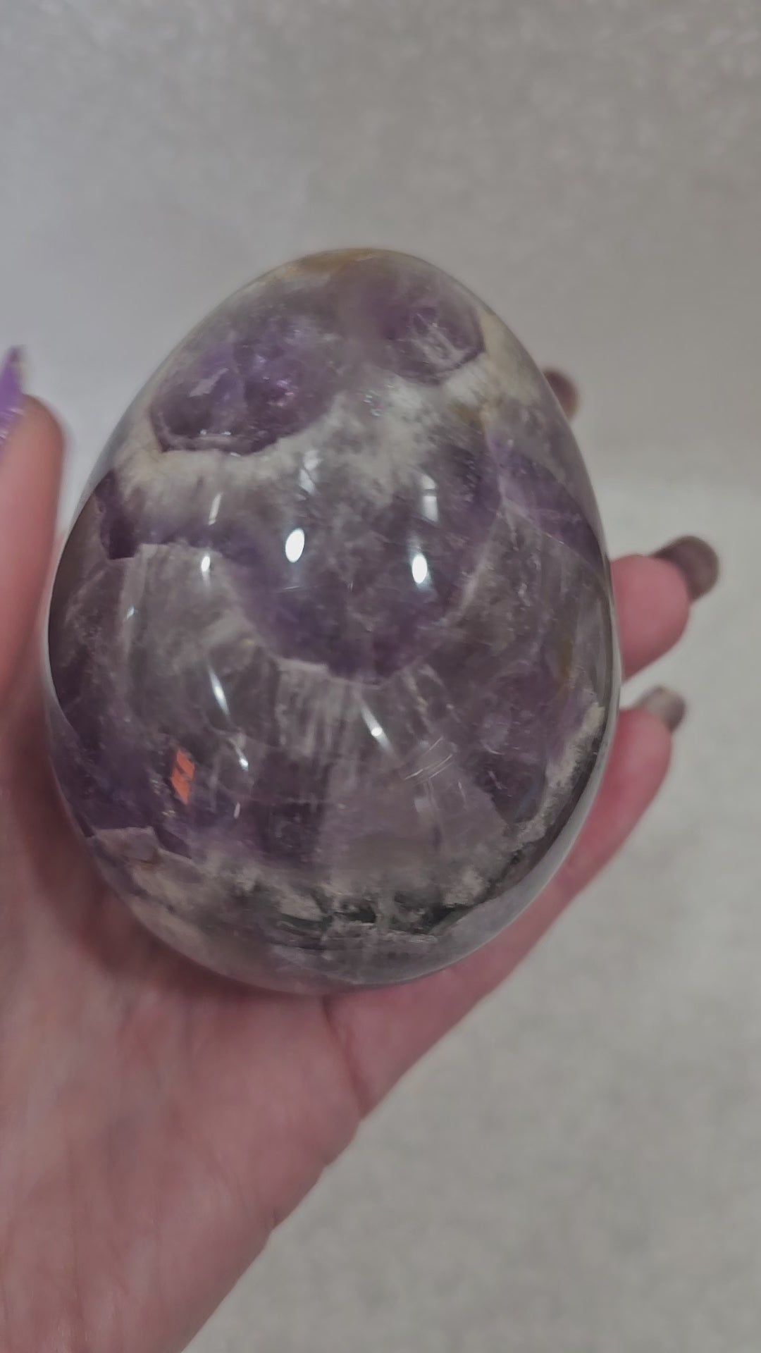 Chevron Amethyst Crystal Egg