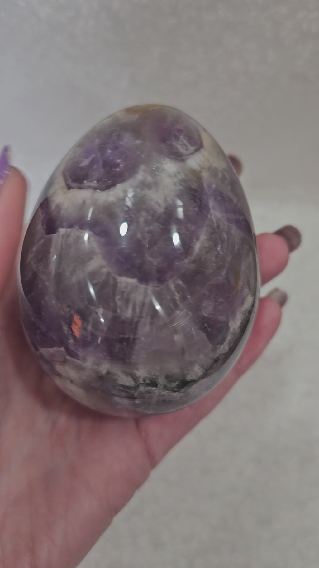 Chevron Amethyst Crystal Egg