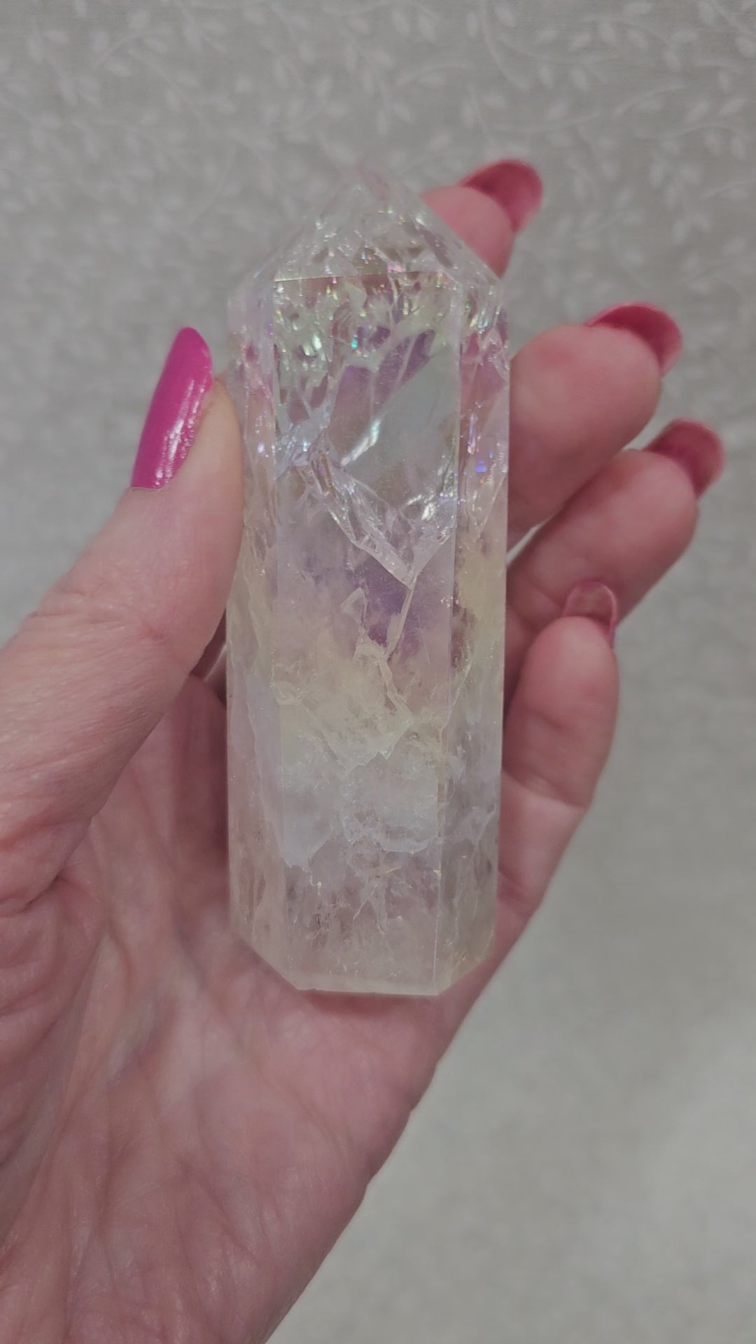 Angel Aura Fire & Ice  Quartz Crystal Tower