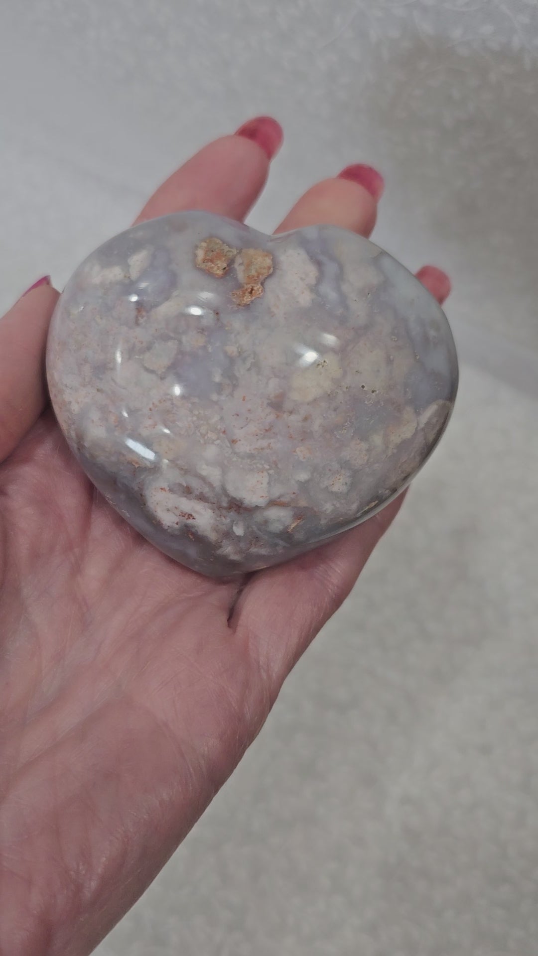 Flower Agate Crystal Heart