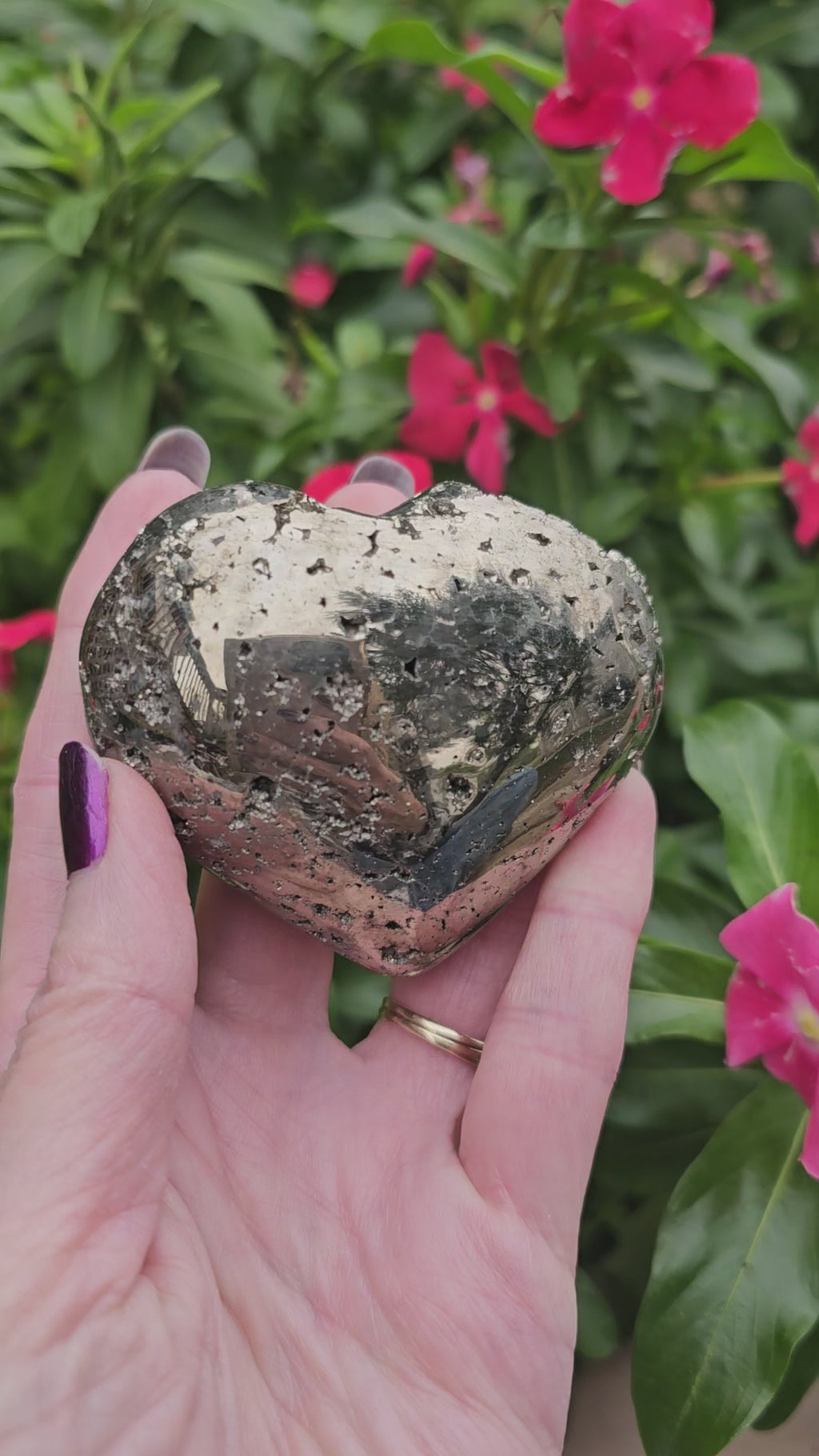Natural Pyrite Heart 2.7" - Polished Fool's Gold Crystal Heart
